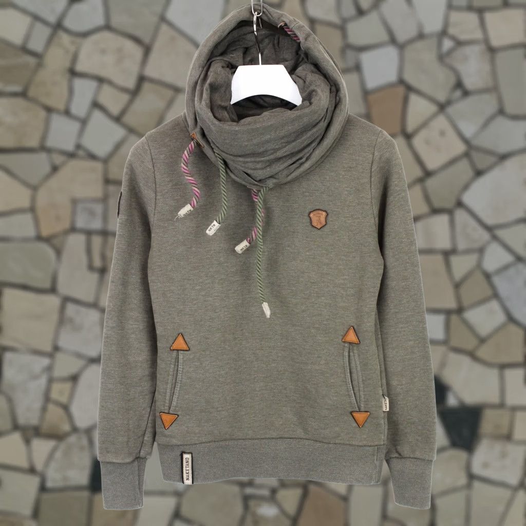 Logo 7 Naketano Sweatshirt Women's SMALL Pullover Pockets Patch Logo Melange Brown Size S / US 4 / IT 40 - 1 Thumbnail