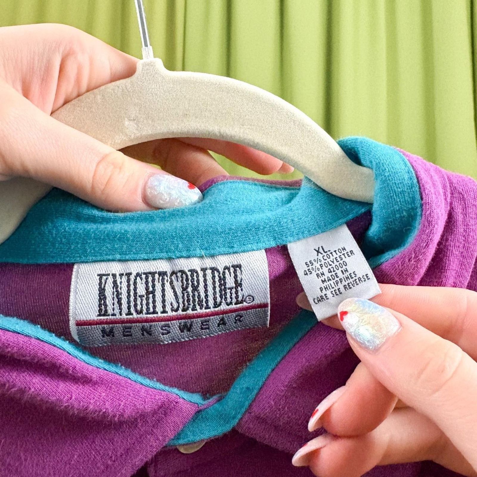 Vintage 80s Vintage Purple and Blue Horizontal Striped Polo Shirt Size US L / EU 52-54 / 3 - 5 Thumbnail
