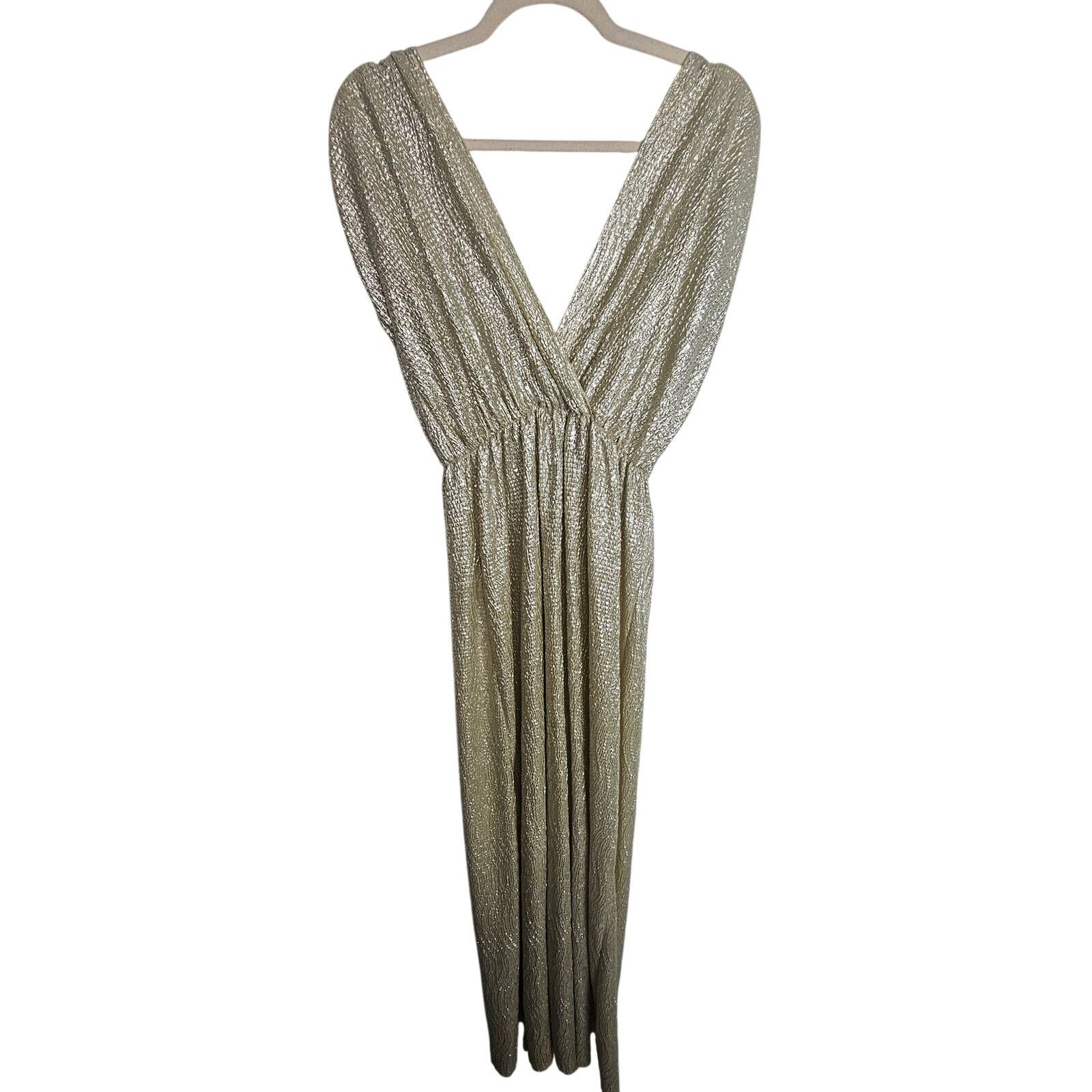 Lulus Lulus Womens All That Shimmers Maxi Dress Sz S Gold Wedding Size S / US 4 / IT 40 - 9 Thumbnail