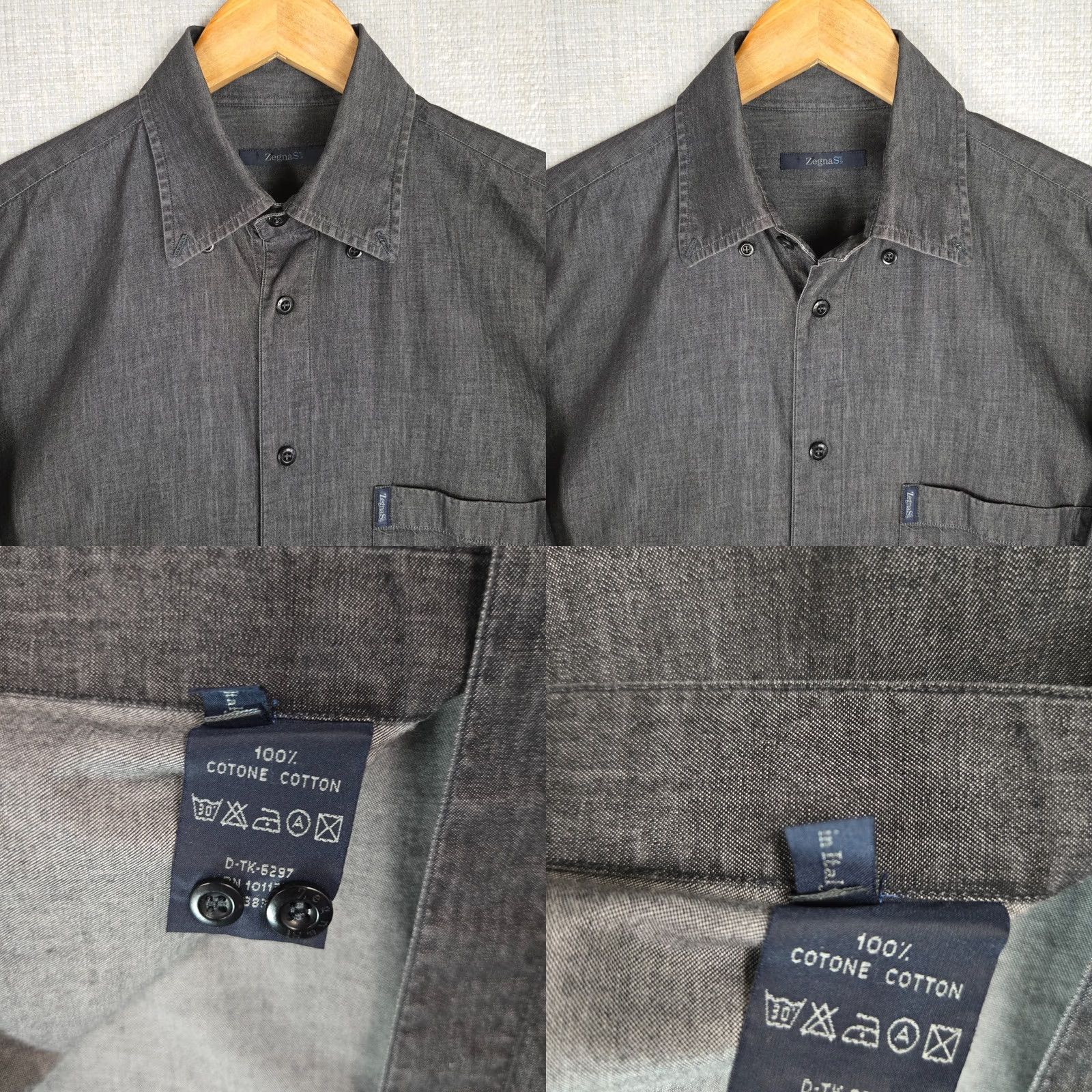 Ermenegildo Zegna ERMENEGILDO ZEGNA SPORT Mens Cotton Chambray Long Sleeve Sport Shirt Medium Size US M / EU 48-50 / 2 - 9 Thumbnail