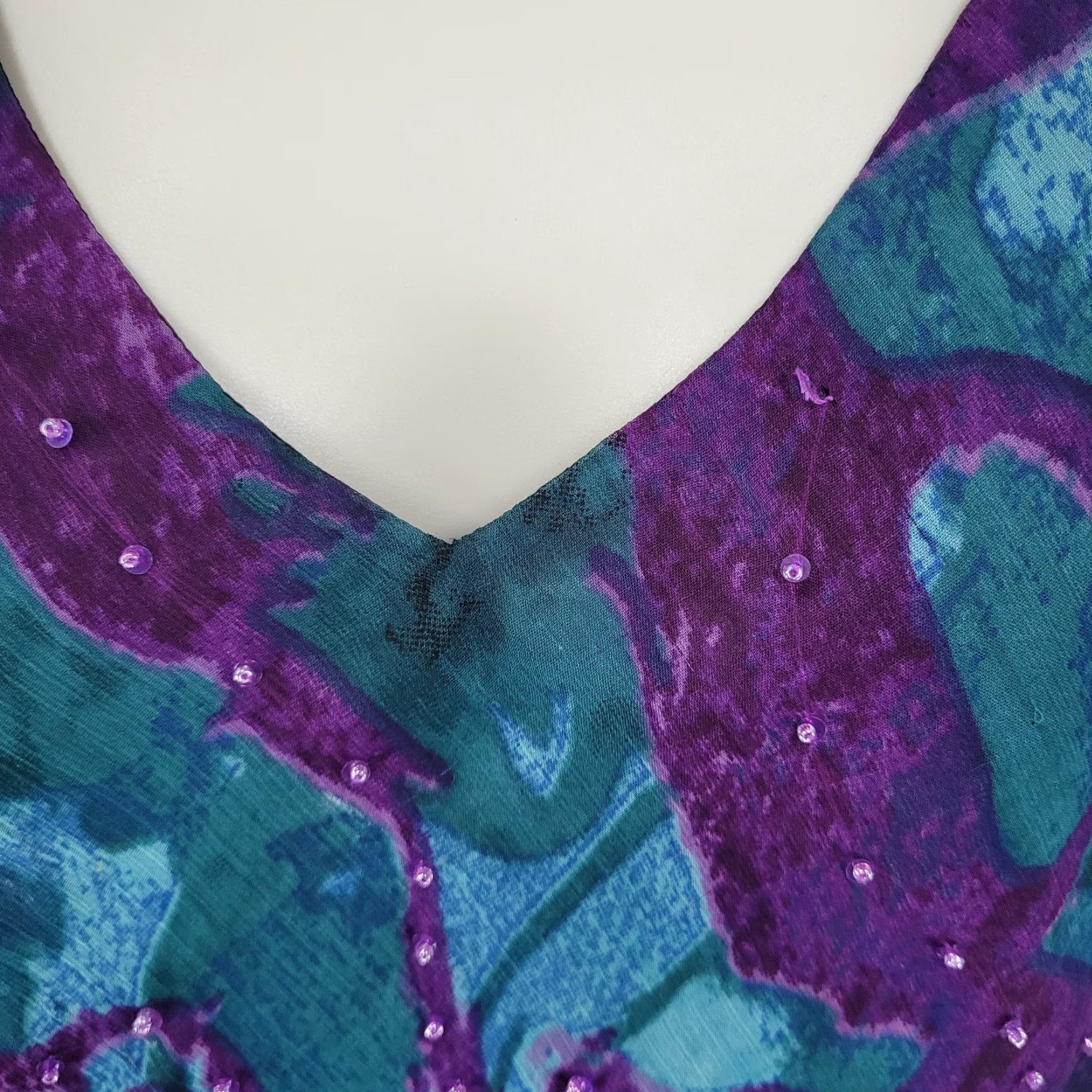 Vintage VTG Pegasus Purple Chiffon Sequin 2 Piece Outfit Skirt Set Blouse Women's Regular Size Size ONE SIZE - 7 Thumbnail