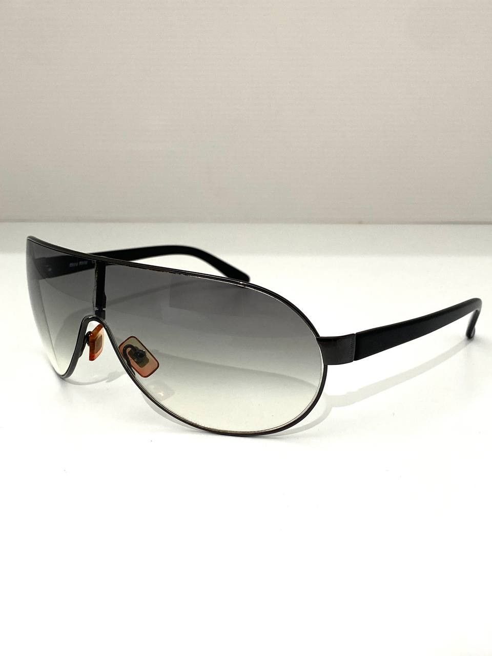 Miu Miu Miu Miu Logo Pilot Shield Retro Black Sunglasses Vintage Y2K Size ONE SIZE - 3 Thumbnail