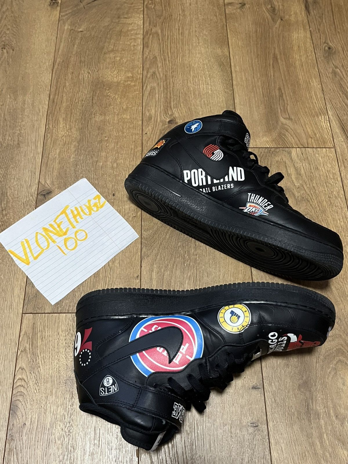 NBA × Nike × Supreme Nike Air Force 1 Mid Supreme NBA Black Size US 11.5 / EU 44-45 - 2 Thumbnail