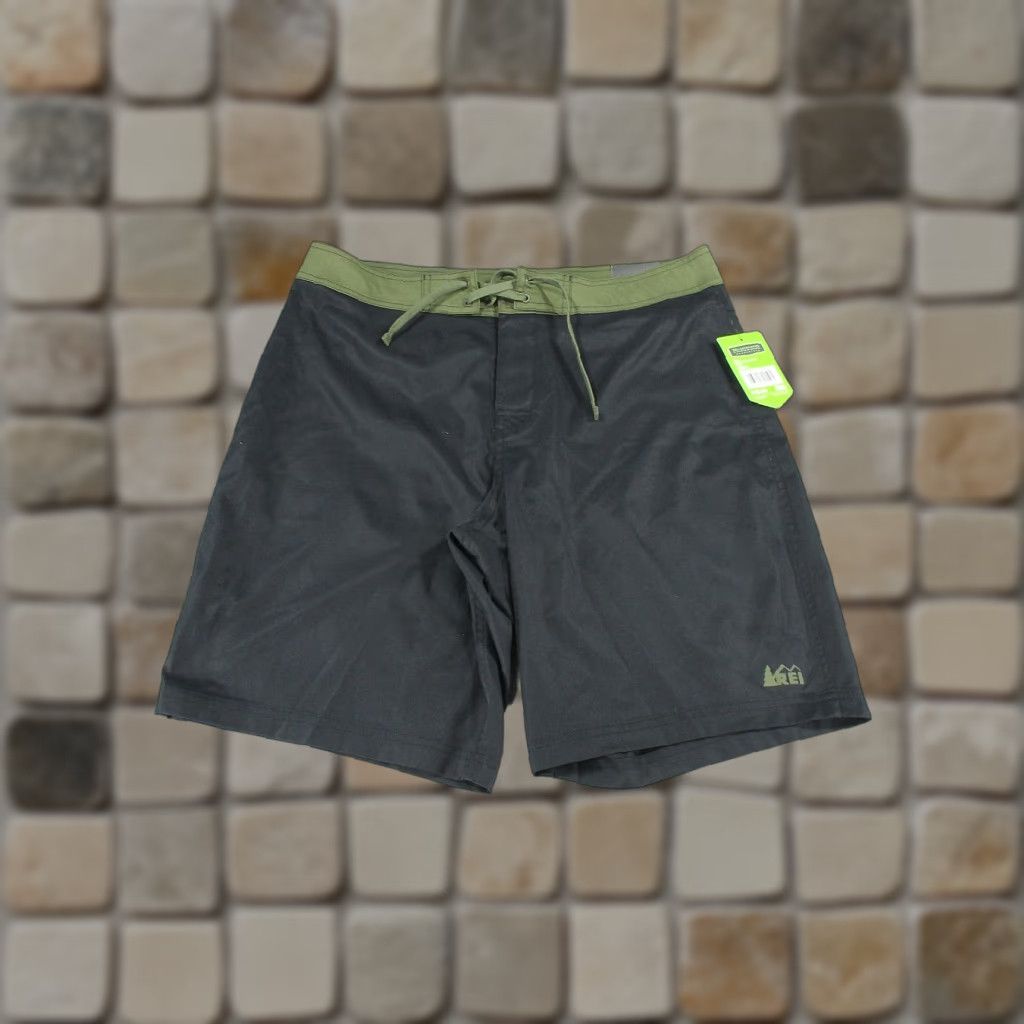 Vintage REI Bolongo Boardshorts Mens Large Black Linerless NEW - Men's Beach Swim Bottom Short with Polyester, Solid Pattern, Regular Size L Size US 33 - 1 Thumbnail