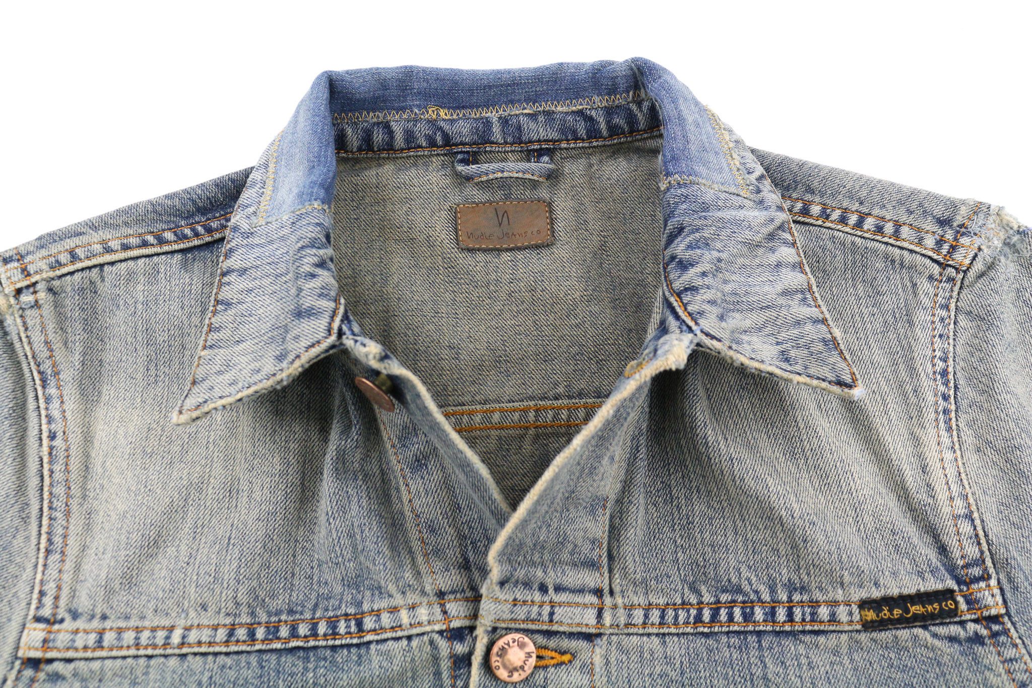 Nudie Jeans RONNY PATCHES XS Blue Denim Polo Jacket 80358 Size US XS / EU 42 / 0 - 4 Thumbnail