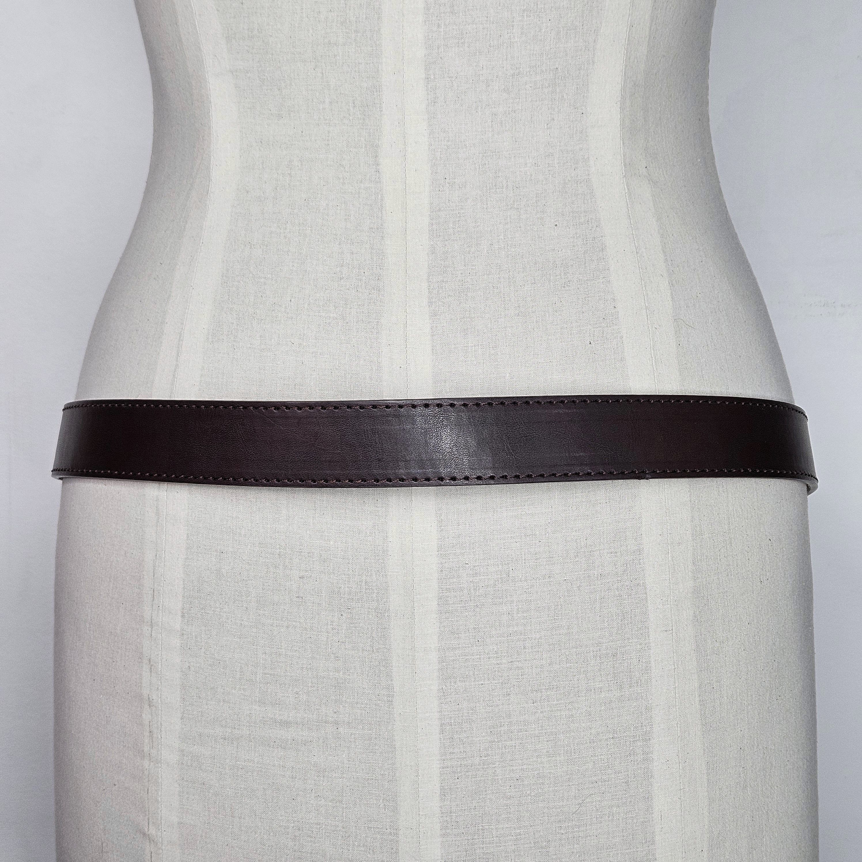 Bass Bass 37-41" Belt Dark Brown Vegan Leather Silver Buckle Size 38 - 4 Thumbnail