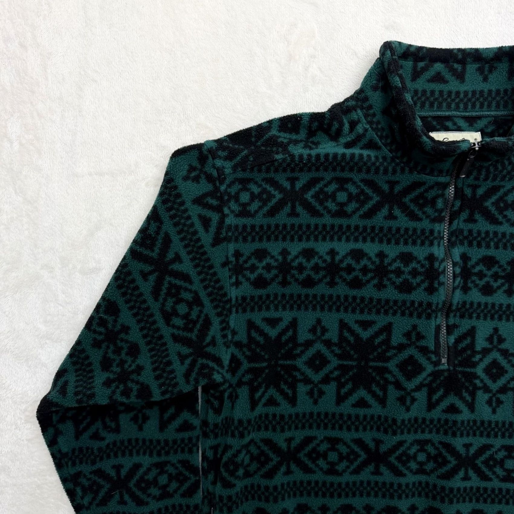 Eddie Bauer VINTAGE Eddie Bauer Sweater Fleece Pullover Mens M Green Fair Isle 1/4 Zip Size US M / EU 48-50 / 2 - 5 Thumbnail