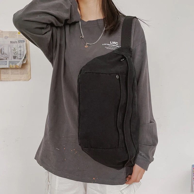 Japanese Brand Black Canvas Crossbody Bag Size ONE SIZE - 3 Thumbnail