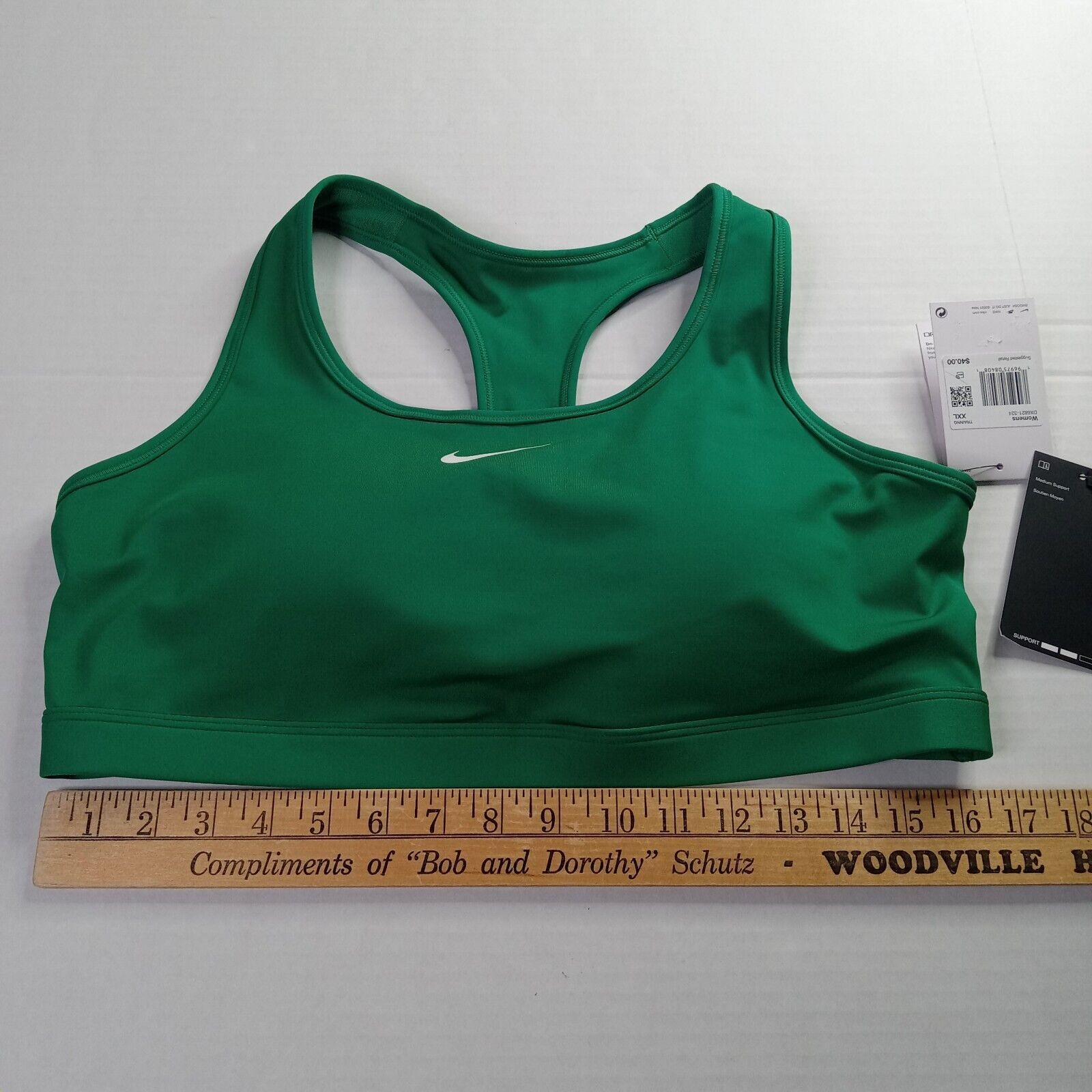 Nike Nike Dri-FIT Swoosh Medium Padded Sports Bra Women 2XL Green Size XXL / US 16-18 / IT 52-54 - 3 Thumbnail