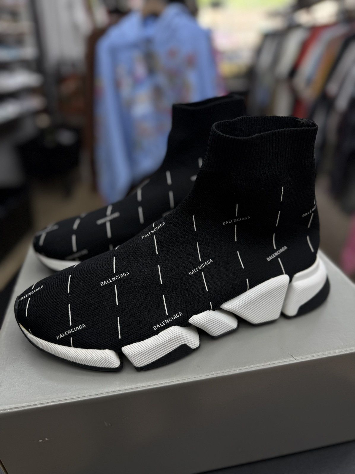 Balenciaga Balenciaga Sock Runner High Top Black White 44EU/11US $995 Size US 11 / EU 44 - 10 Thumbnail