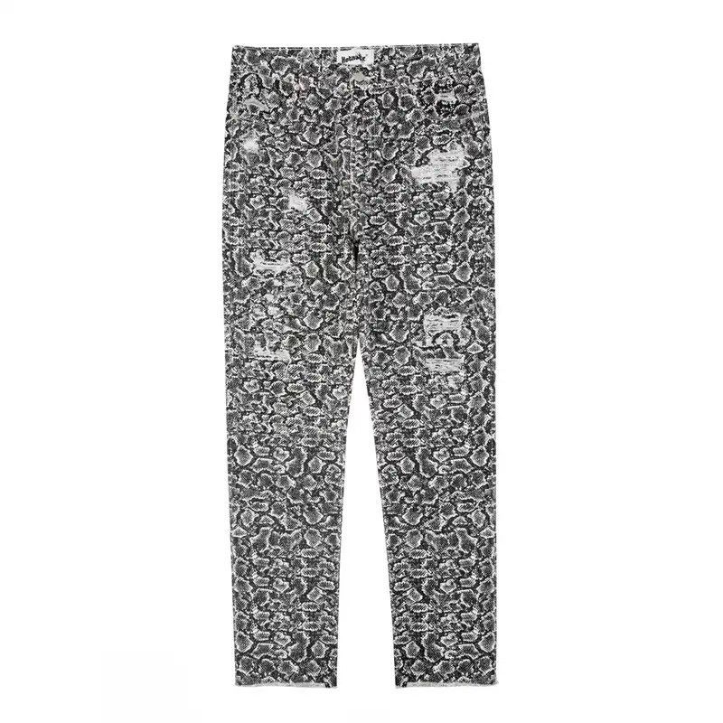 Vintage Harajuku Snake Pattern Back Zipper Hole Frayed Jeans Size US 36 / EU 52 - 5 Thumbnail
