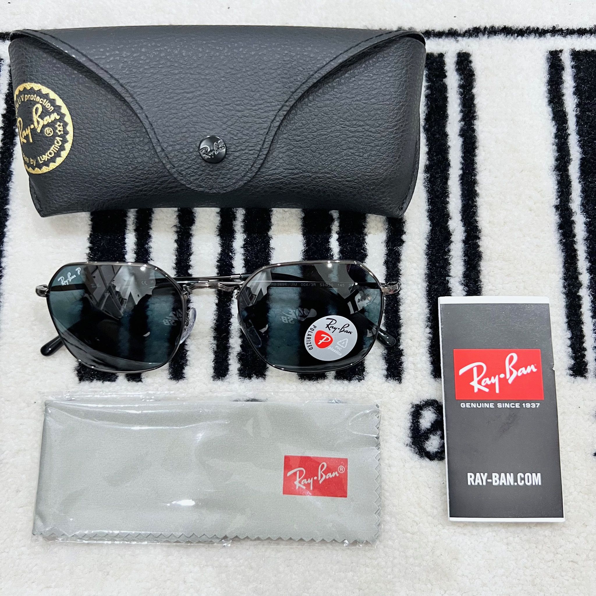image of Rayban Rb3694 Rectangular Silver Blue Polarized Sunglasses in Blue Silver, Men's