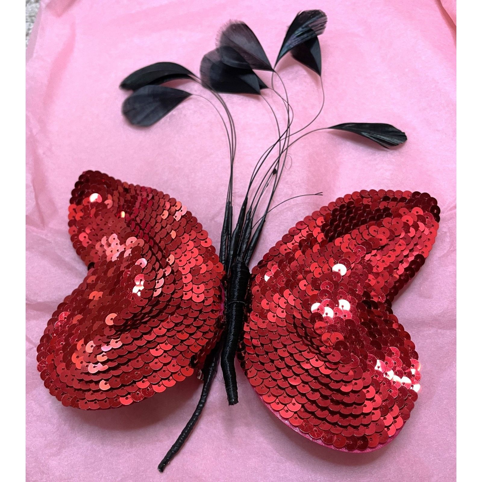 Emanuel Ungaro Emanuel Ungaro Red Sequin Butterfly Brooch NEW BOX Feathers Size ONE SIZE - 5 Thumbnail