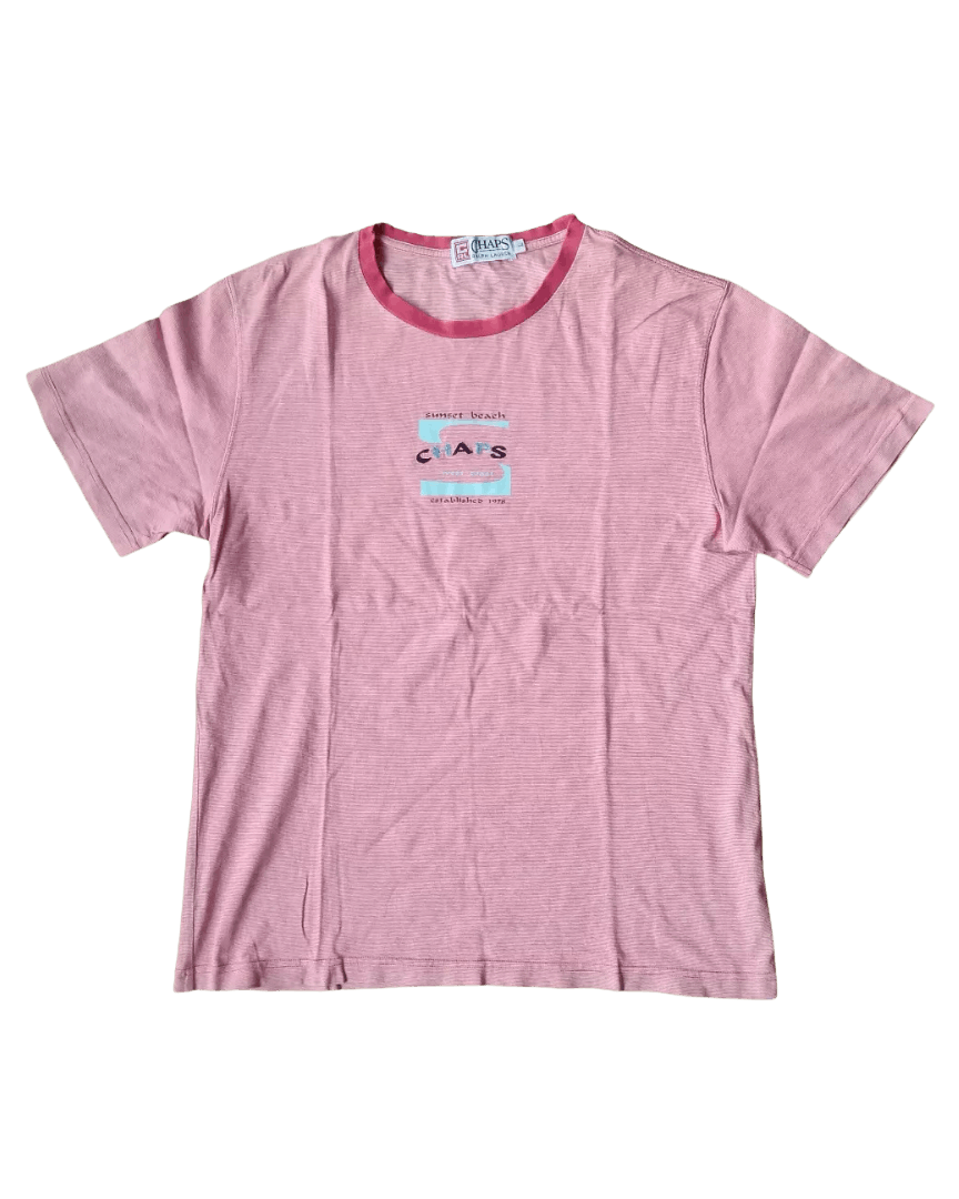 Chaps Ralph Lauren × Polo Ralph Lauren × Ralph Lauren Vintage Chaps Ralph Lauren Striped Pink Tees Size L / US 10 / IT 46 - 1 Thumbnail