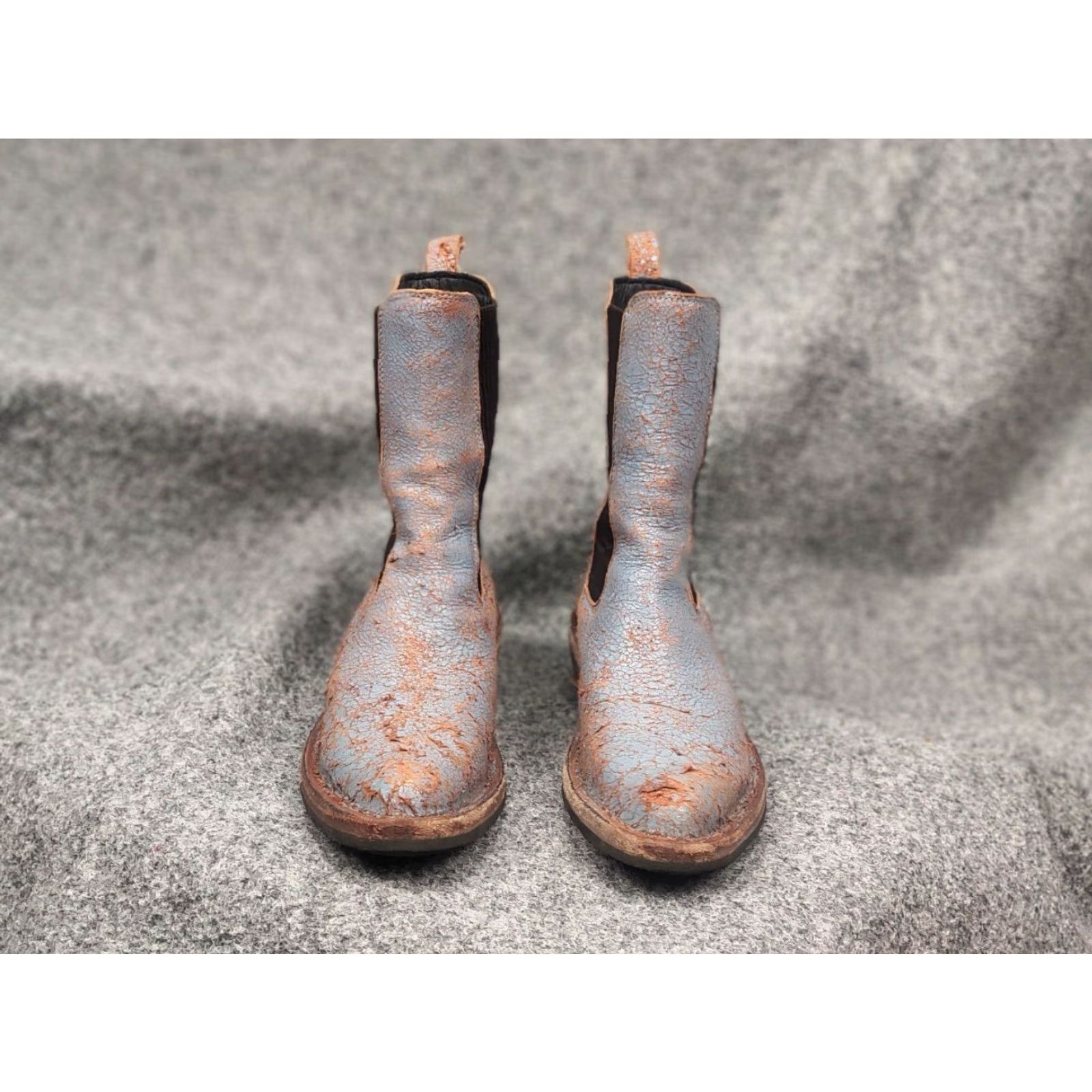 MoMA Moma Italy Design blue crackle aged western leather pull on boots Size US 5 / IT 35 - 4 Thumbnail