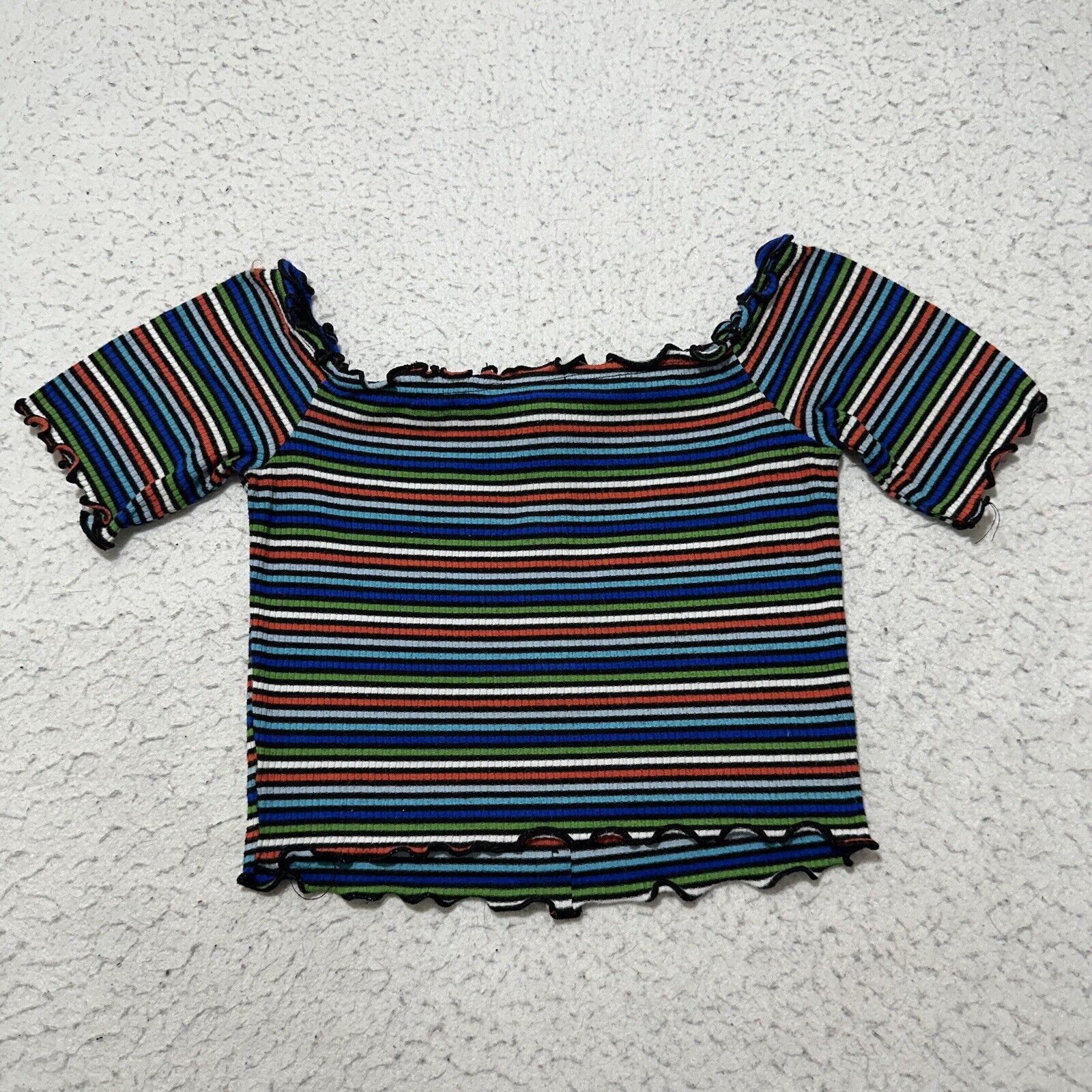 Other Ambiance Medium Crop Top Rainbow Striped TShirt Button Front Size M / US 6-8 / IT 42-44 - 9 Thumbnail