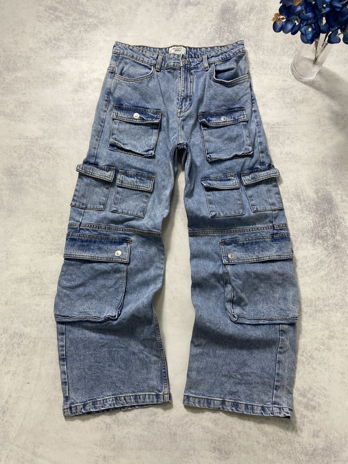 Japanese Brand × Vintage Alcott Jeans Japan style distressed multi pocket Baggy pants Size US 30 / EU 46 - 1 Thumbnail