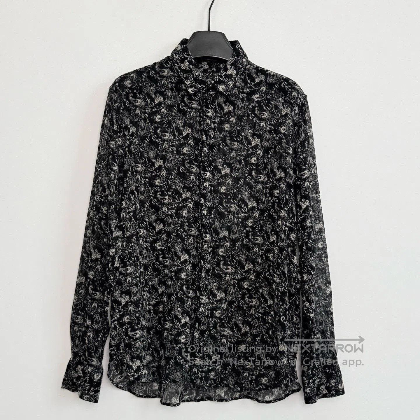 Saint Laurent Paris Saint Laurent 19SS Black White Wool Paisley Shirt. Size US M / EU 48-50 / 2 - 1 Thumbnail