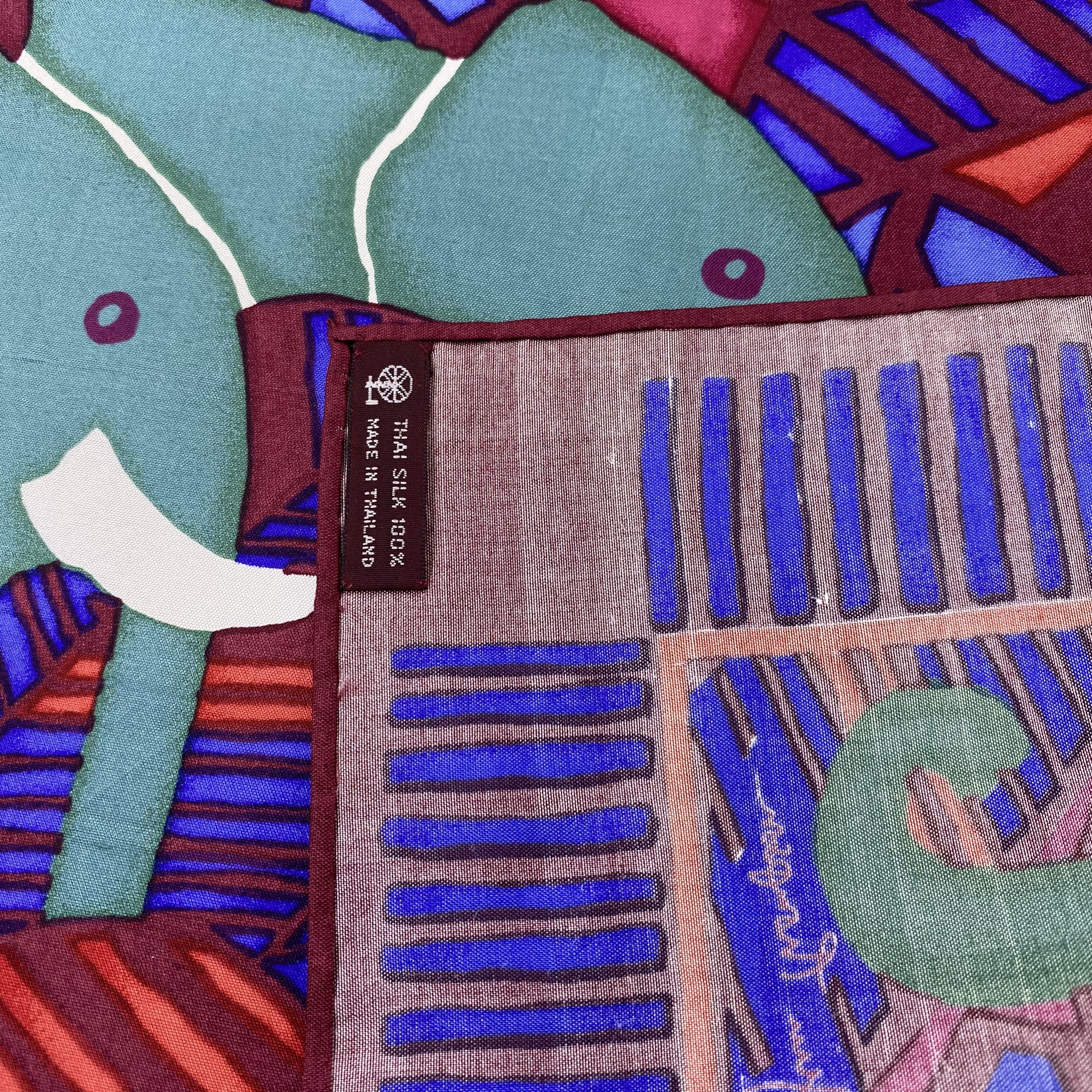 Jim Thompson Jim Thompson Elephant Silk Handkerchief Neckerchief -B1463 Size ONE SIZE - 6 Thumbnail