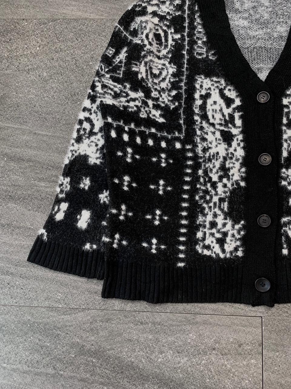 Yves Saint Laurent FREE TAX! 90s Bandana Knitted Cardigan Jacket - Medium Size US M / EU 48-50 / 2 - 4 Thumbnail