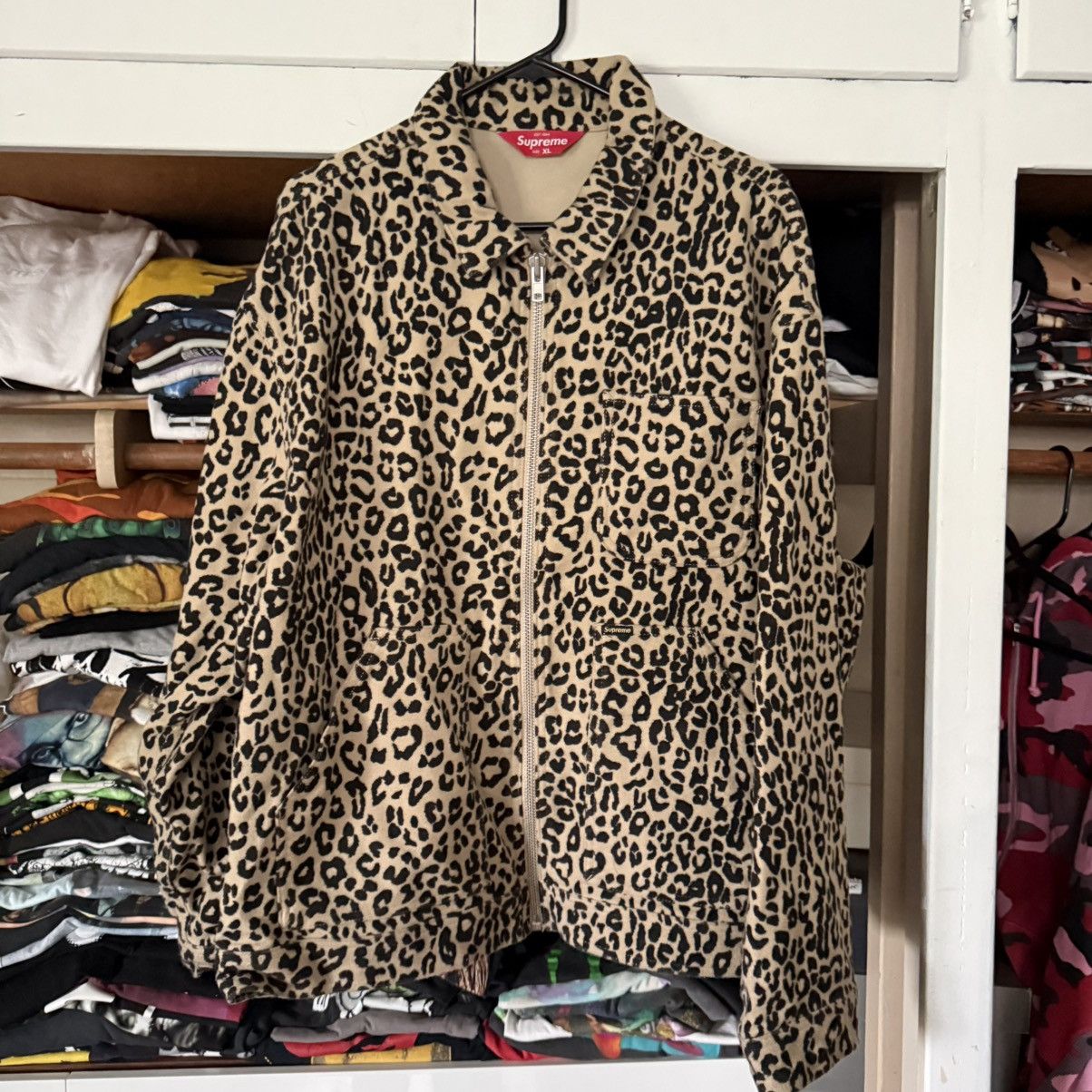 Supreme FW22 Leopard Moleskin Work Jacket Size US XL / EU 56 / 4 - 1 Thumbnail