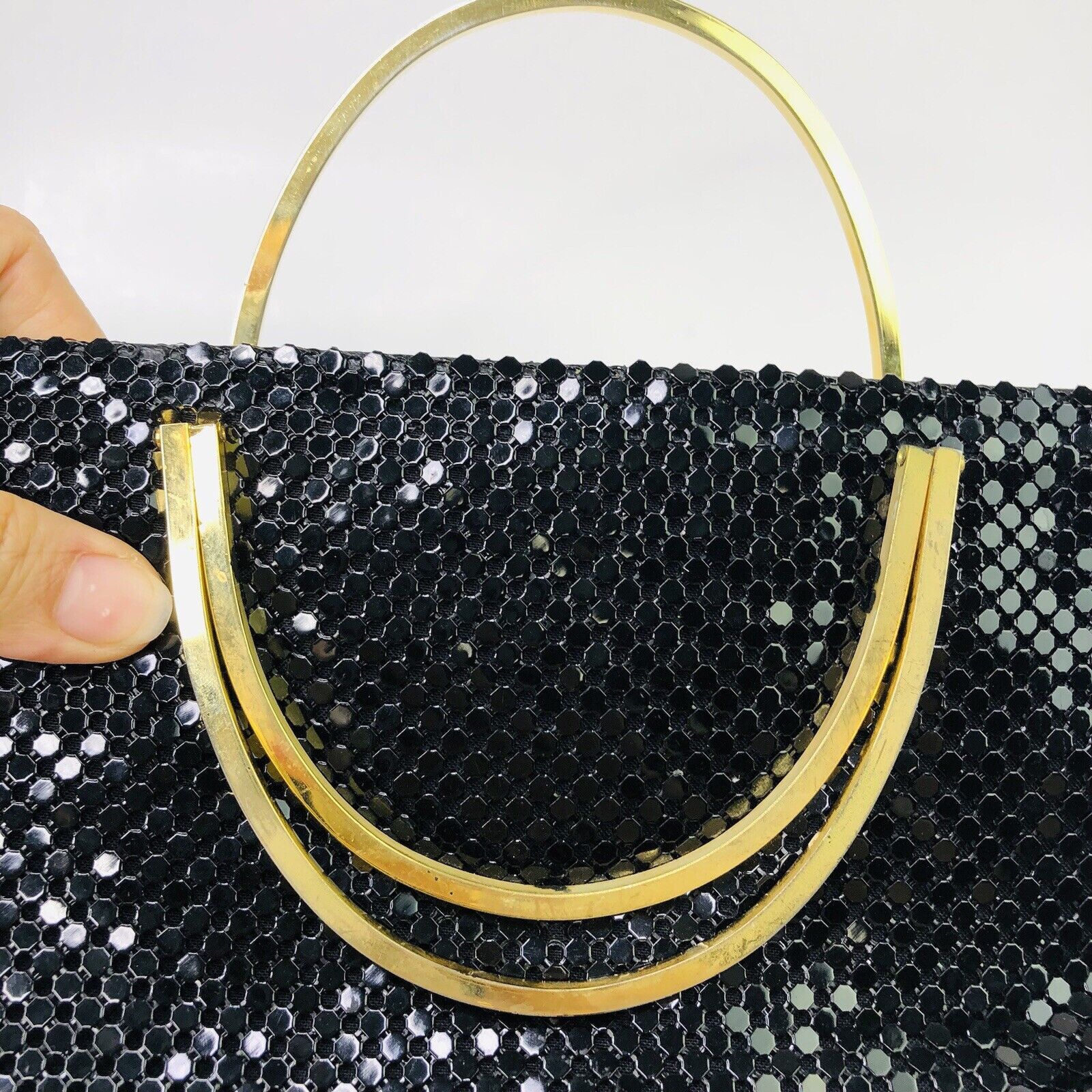 Other Black Blink Glam Mesh Clutch Handbag Foldable Gold Handle Size ONE SIZE - 5 Thumbnail