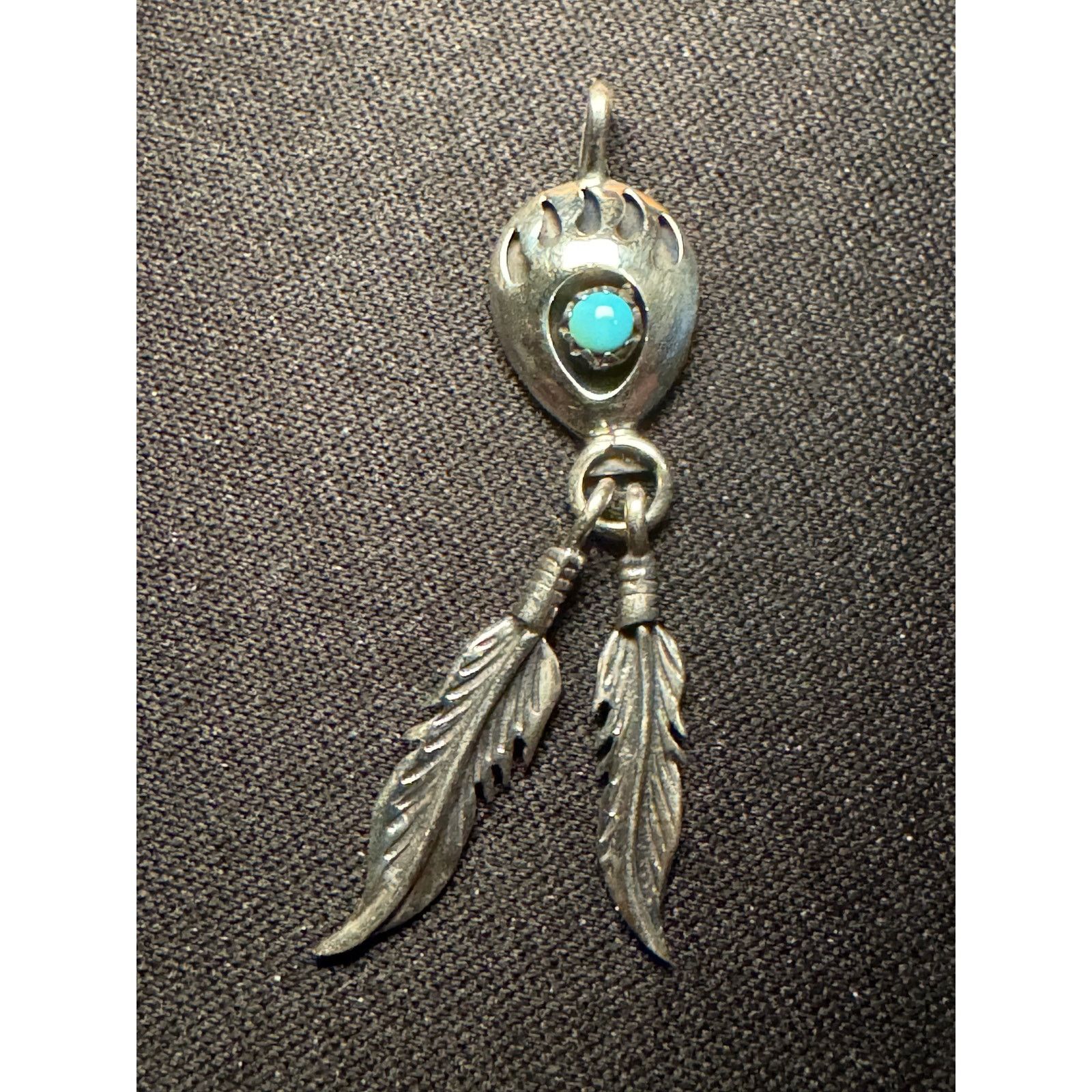 Other Vintage Running Bear Signed Turquoise Feathers Pendant Size ONE SIZE - 2 Thumbnail