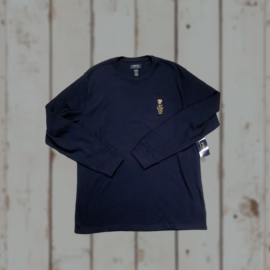 Polo Ralph Lauren Polo Ralph Lauren Sleepwear Shirt Mens XL Blue Waffle Polo Bear Long Sleeve Top Size US XL / EU 56 / 4 - 1 Thumbnail