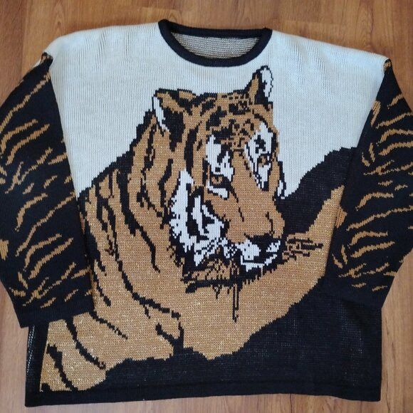 Vintage Tiger King AOP Novelty Crewneck Sweater Joe Exotic