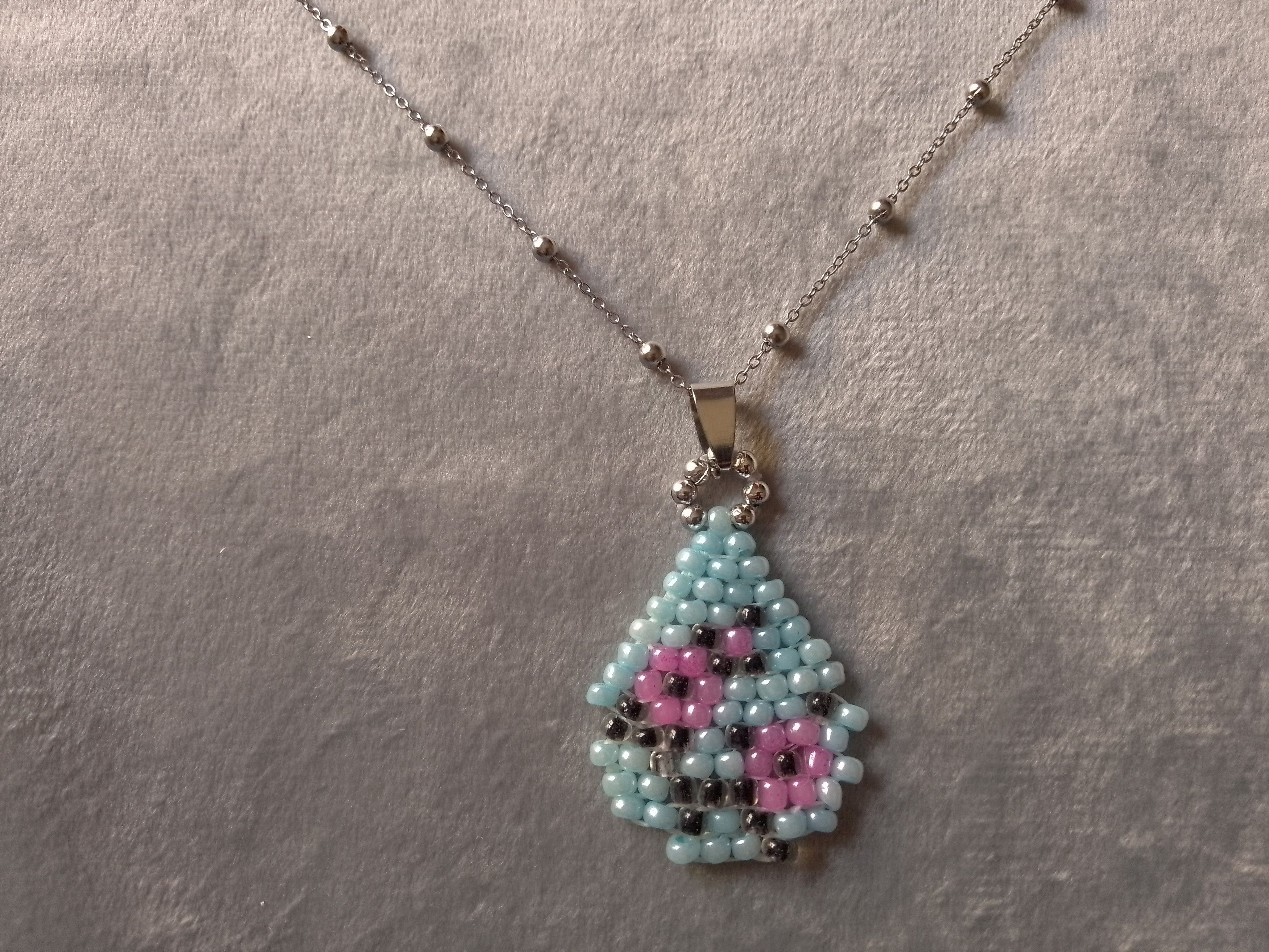 Handmade Necklace Pendant Earrings Teardrop Japanese Flower Pattern Size ONE SIZE - 5 Thumbnail