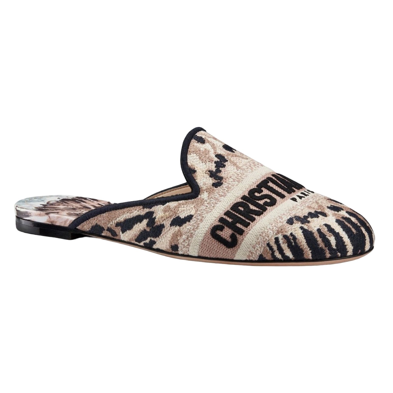 Dior Off Mule Black Logo Backless Slide Ballerina Flat 37.5 Size US 7.5 / IT 37.5 - 1 Thumbnail