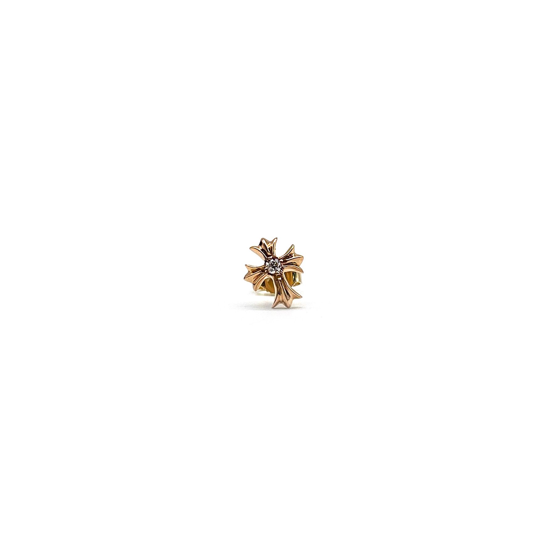 image of Chrome Hearts 22K Gold Cross Stud Diamond Earring, Women's