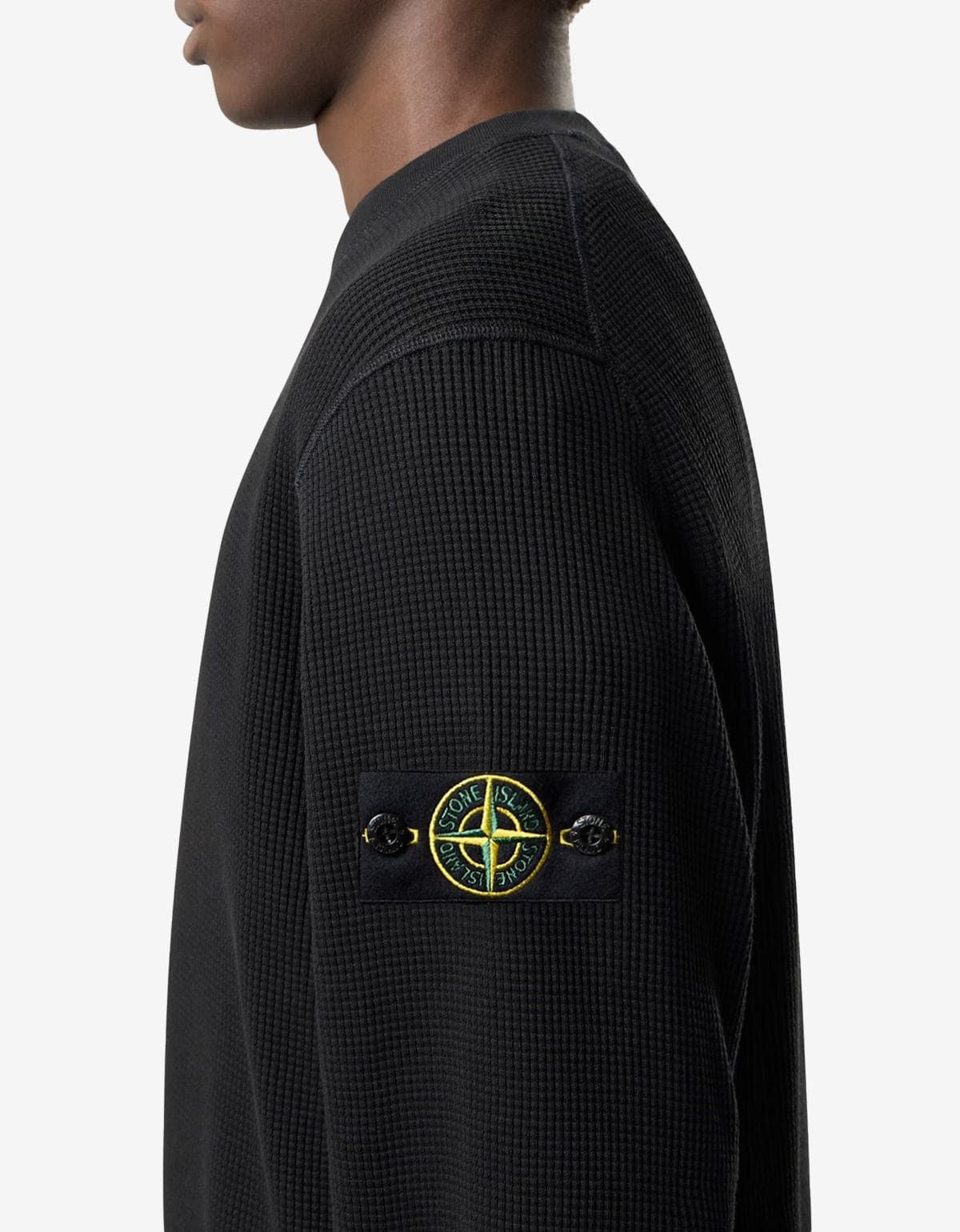 Stone Island Stone Island Black Organic Cotton Waffle Sweatshirt Size US M / EU 48-50 / 2 - 3 Thumbnail