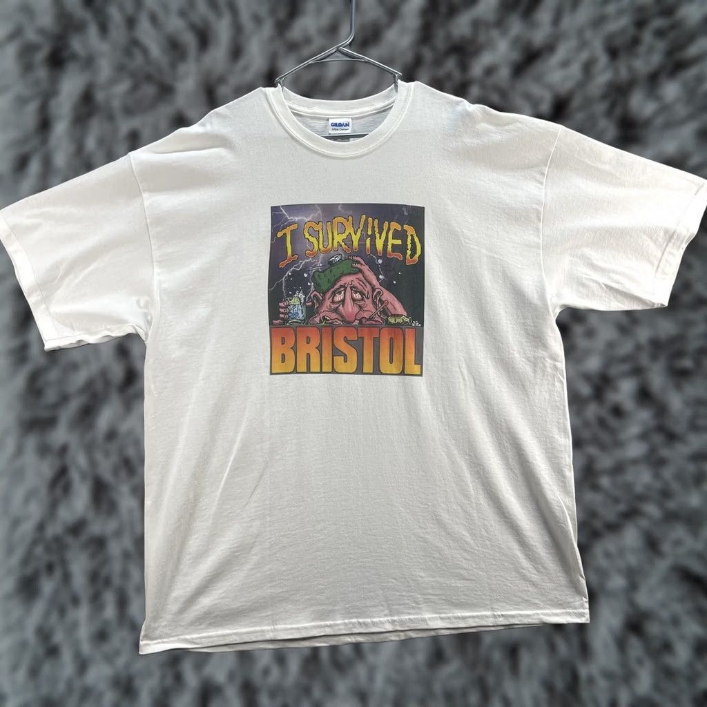 Gildan I Survived Bristol Shirt Mens 2XL White Graphic Funny Cartoon Nascar Racing T-Shirt Crew Neck Short Sleeve Gildan Ultra Cotton Vintage Not Applicable Size US XXL / EU 58 / 5 - 1 Thumbnail