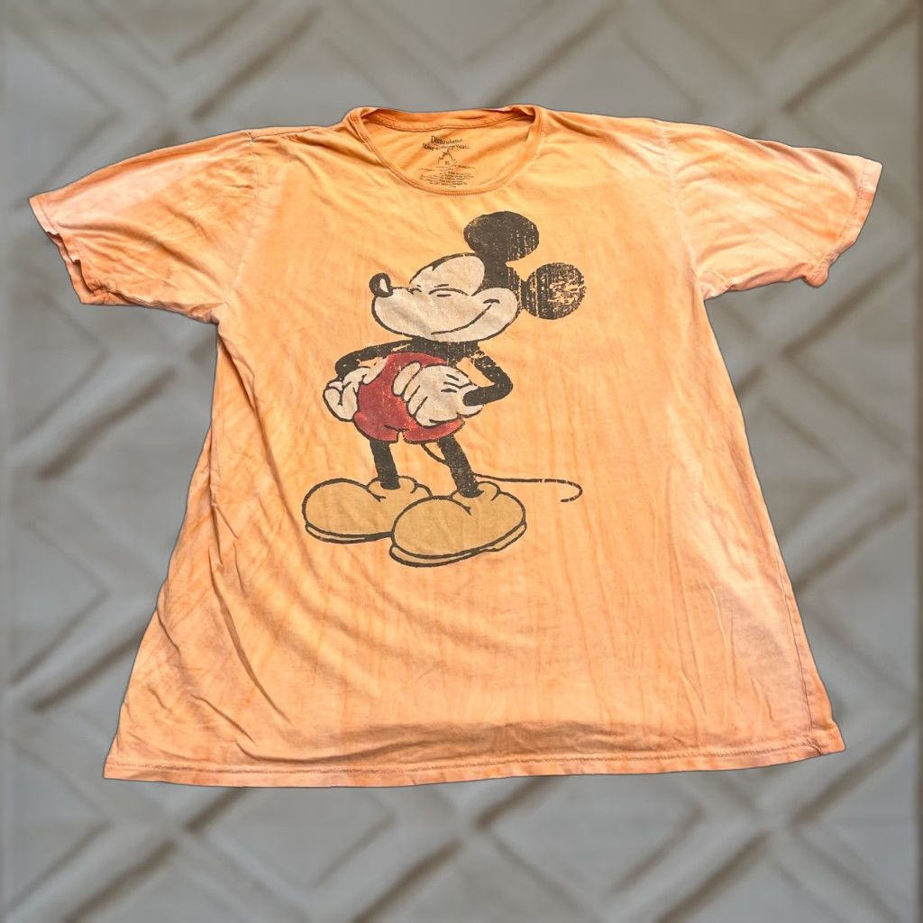 Disney Disney T-Shirt Mens XL Orange Cotton Mickey Mouse 90s Tie-Dye Graphic Crew Neck Short Sleeve Vintage, Disney, Logo, Graphic Print Size US XL / EU 56 / 4 - 1 Thumbnail
