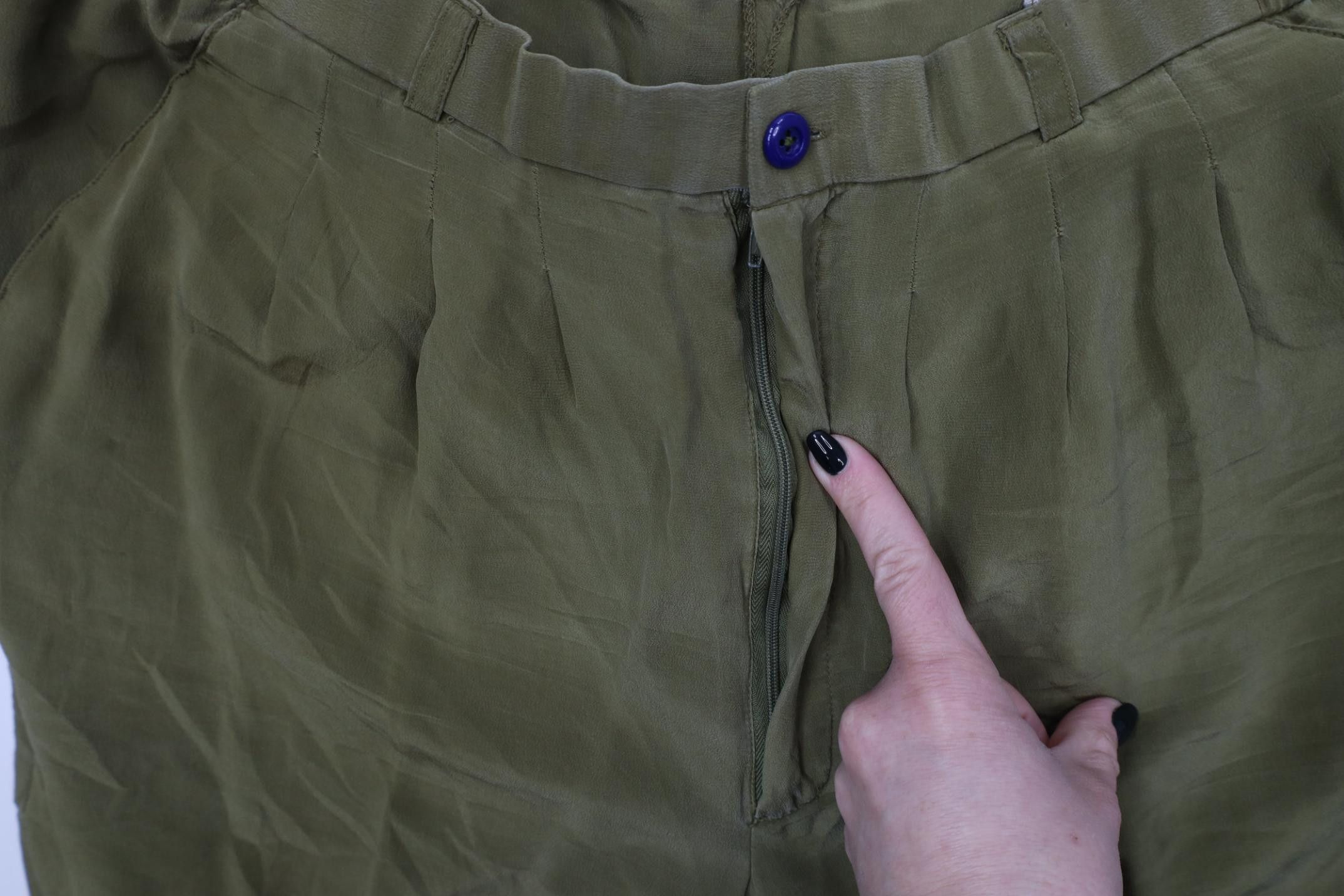 Vintage Vintage 90s Streetwear Above Knee Silk Pleated Shorts Green Size US 34 / EU 50 - 7 Thumbnail