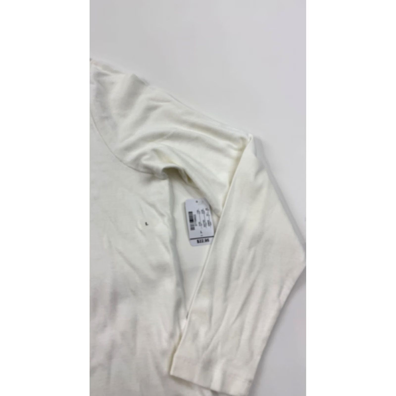 Vintage CJ Banks Shirt Womens Large White Cotton Mock Neck Long Sleeve Basic Tee Top Size L / US 10 / IT 46 - 2 Thumbnail