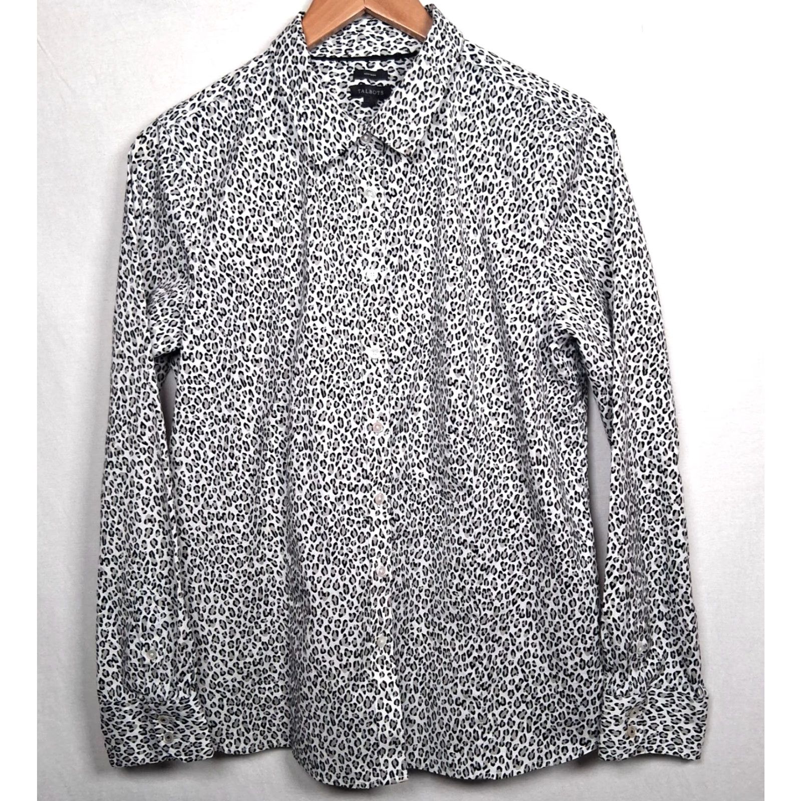 Talbots Talbots Blouse Women 14 Gray Black Leopard Print Long Sleeve Button Size XL / US 12-14 / IT 48-50 - 2 Thumbnail