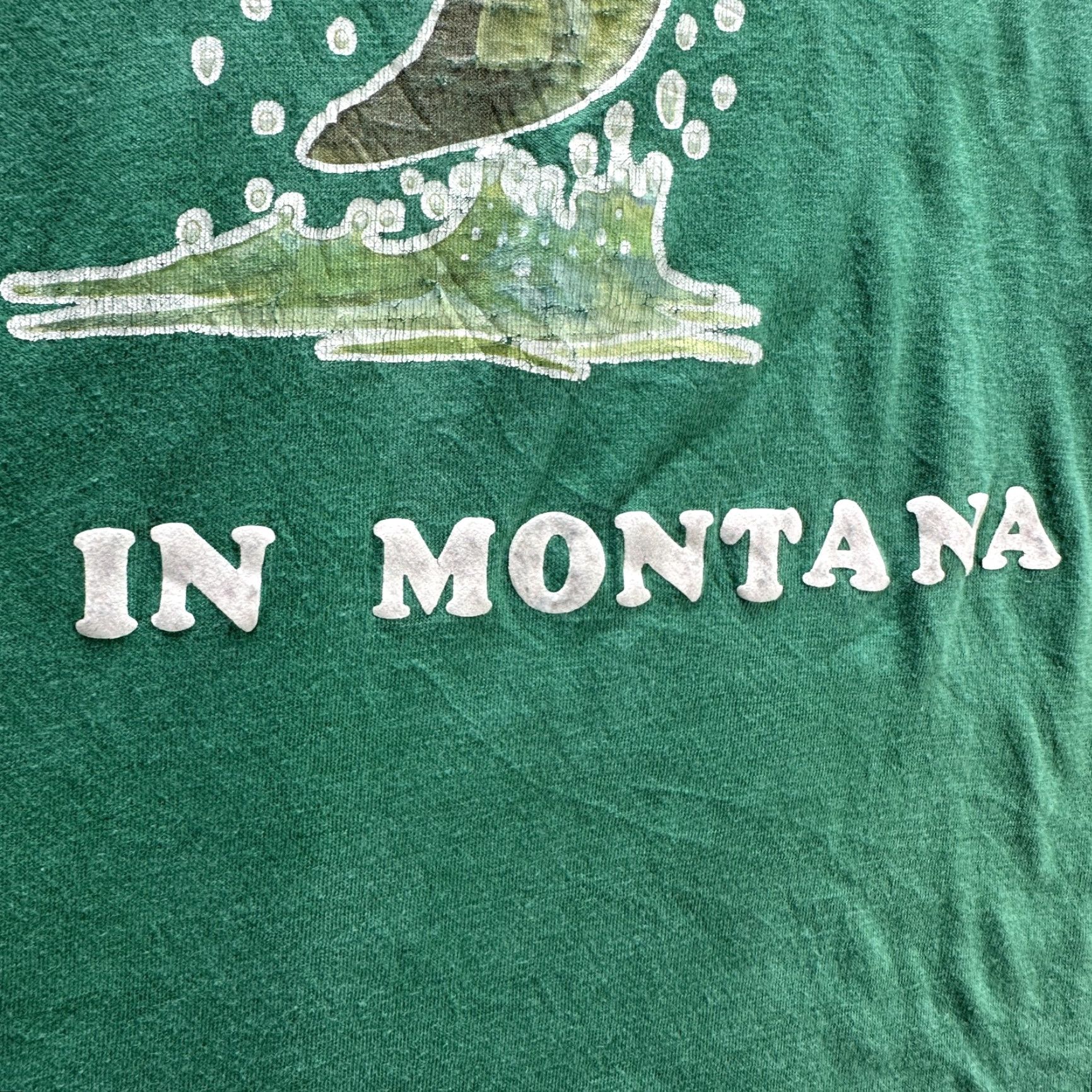 Vintage VINTAGE Fishing Shirt Mens Large Green Montana Graphic Tee Outdoors 90s Faded Rare SS Size US L / EU 52-54 / 3 - 7 Thumbnail