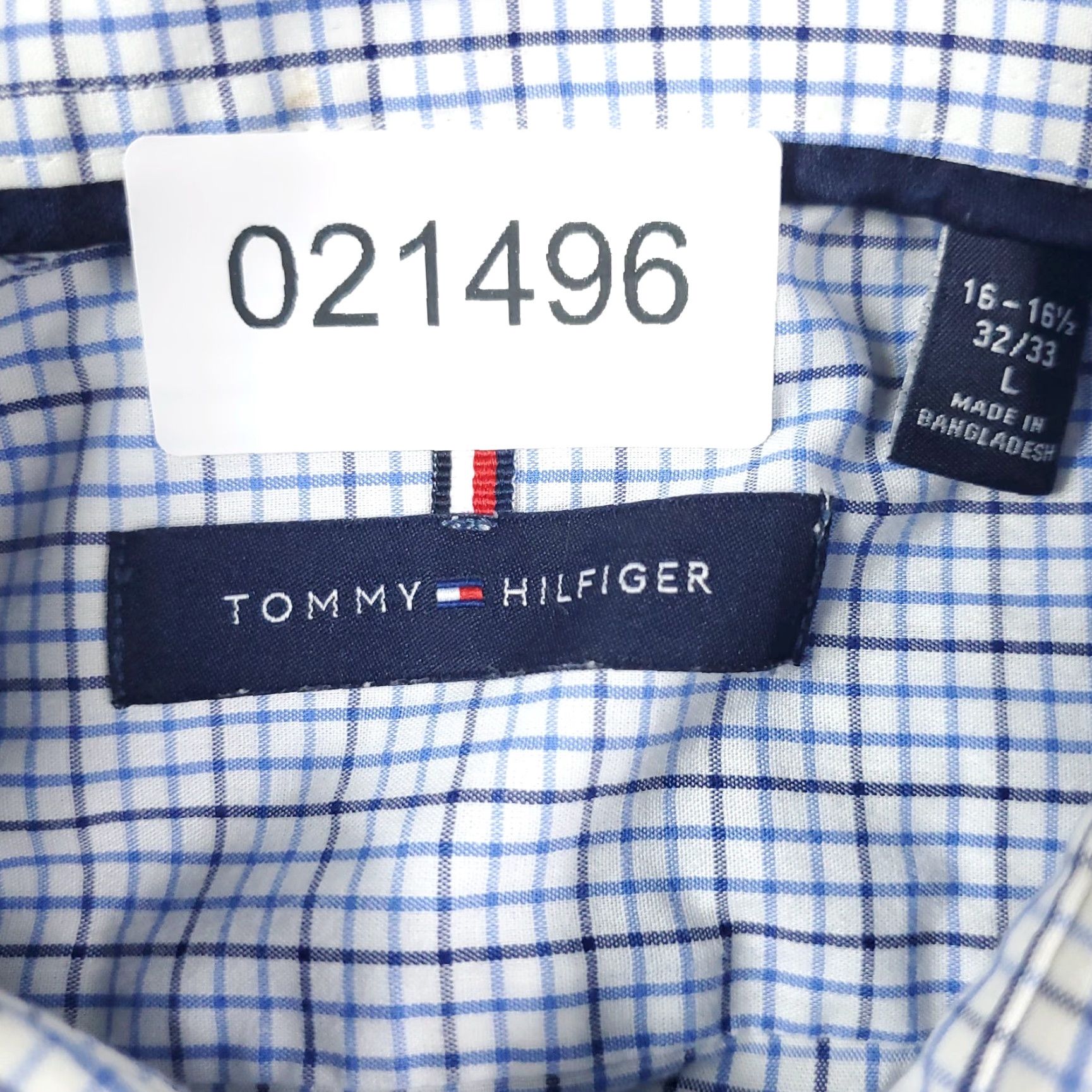 Tommy Hilfiger Tommy Hilfiger Blue Check Button-Up Shirt Men's Large Classic Fit Long Sleeve Size US L / EU 52-54 / 3 - 7 Thumbnail