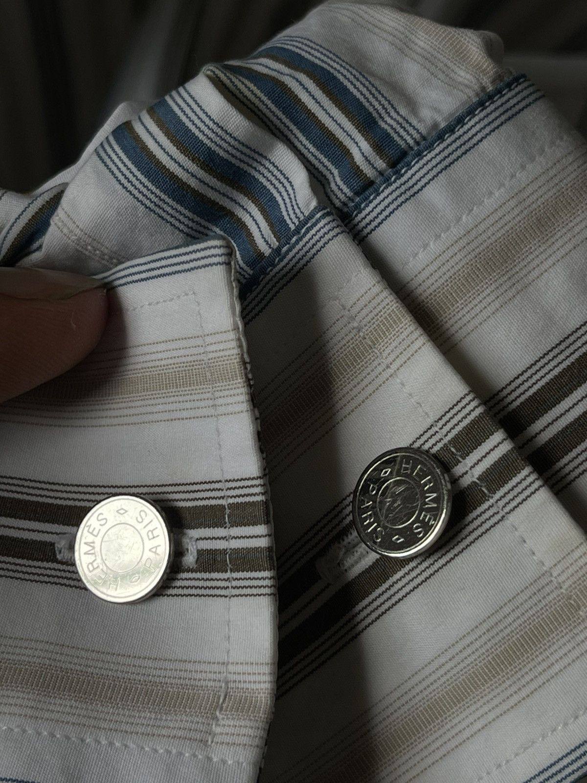 Hermes Hermes Stripe Button Ups Shirt Size US L / EU 52-54 / 3 - 7 Thumbnail