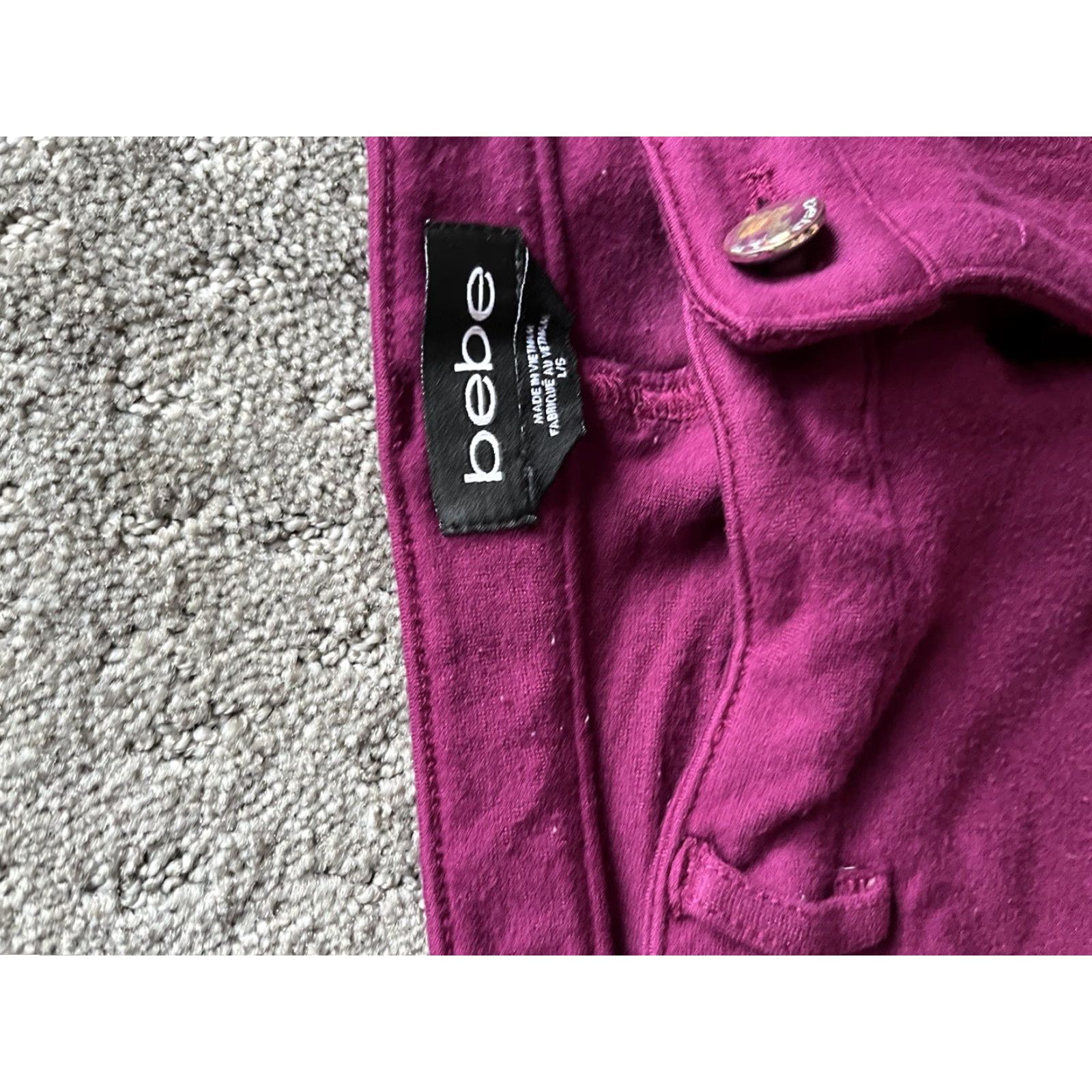 Bebe VINTAGE Bebe Purple Skinny Pants Womens Large Zip Front Jegging Clothing Size 36" / US 14 / IT 50 - 6 Thumbnail