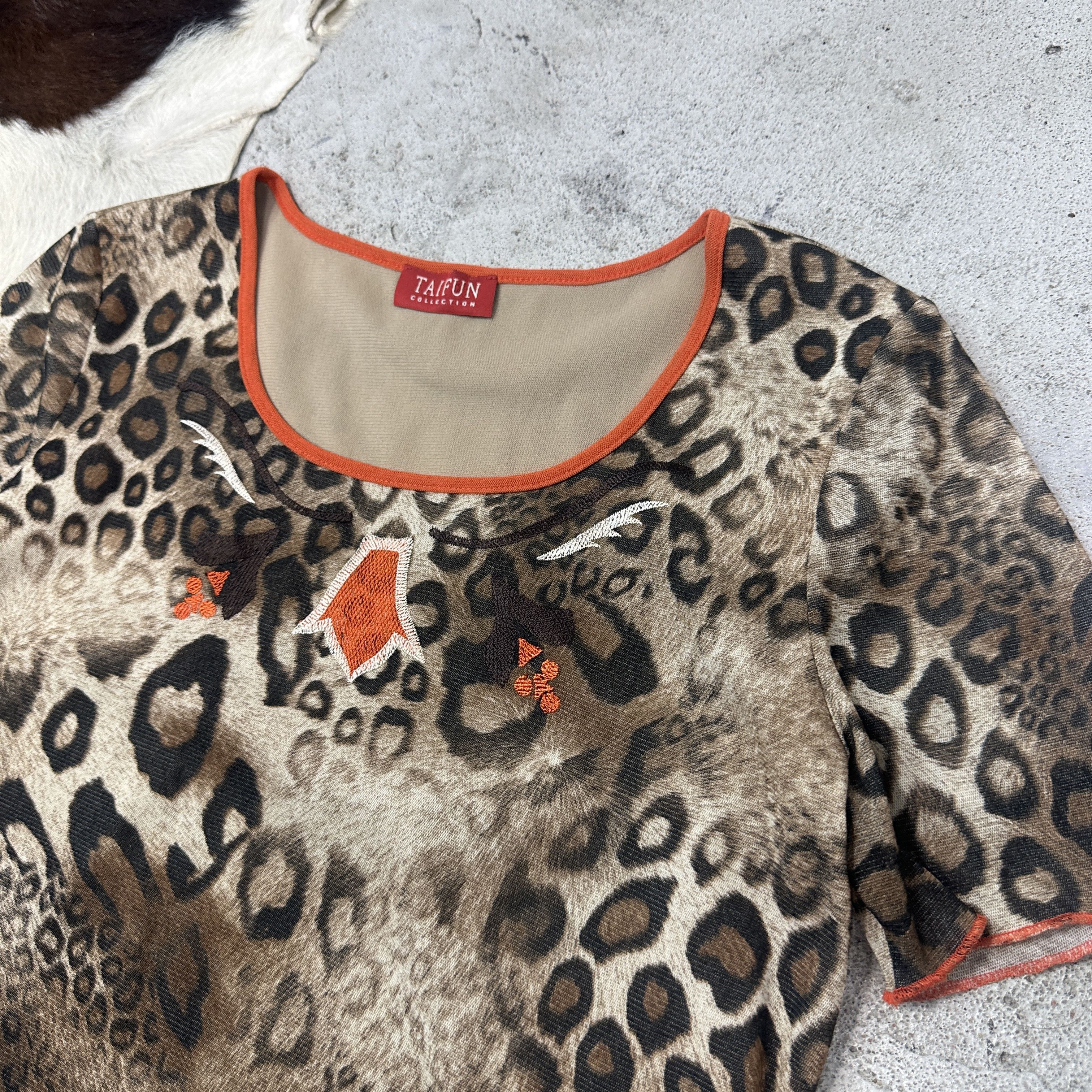 Vintage Vintage Avant Garde Mesh Cheetah Printed Top Y2K Size M / US 6-8 / IT 42-44 - 3 Thumbnail