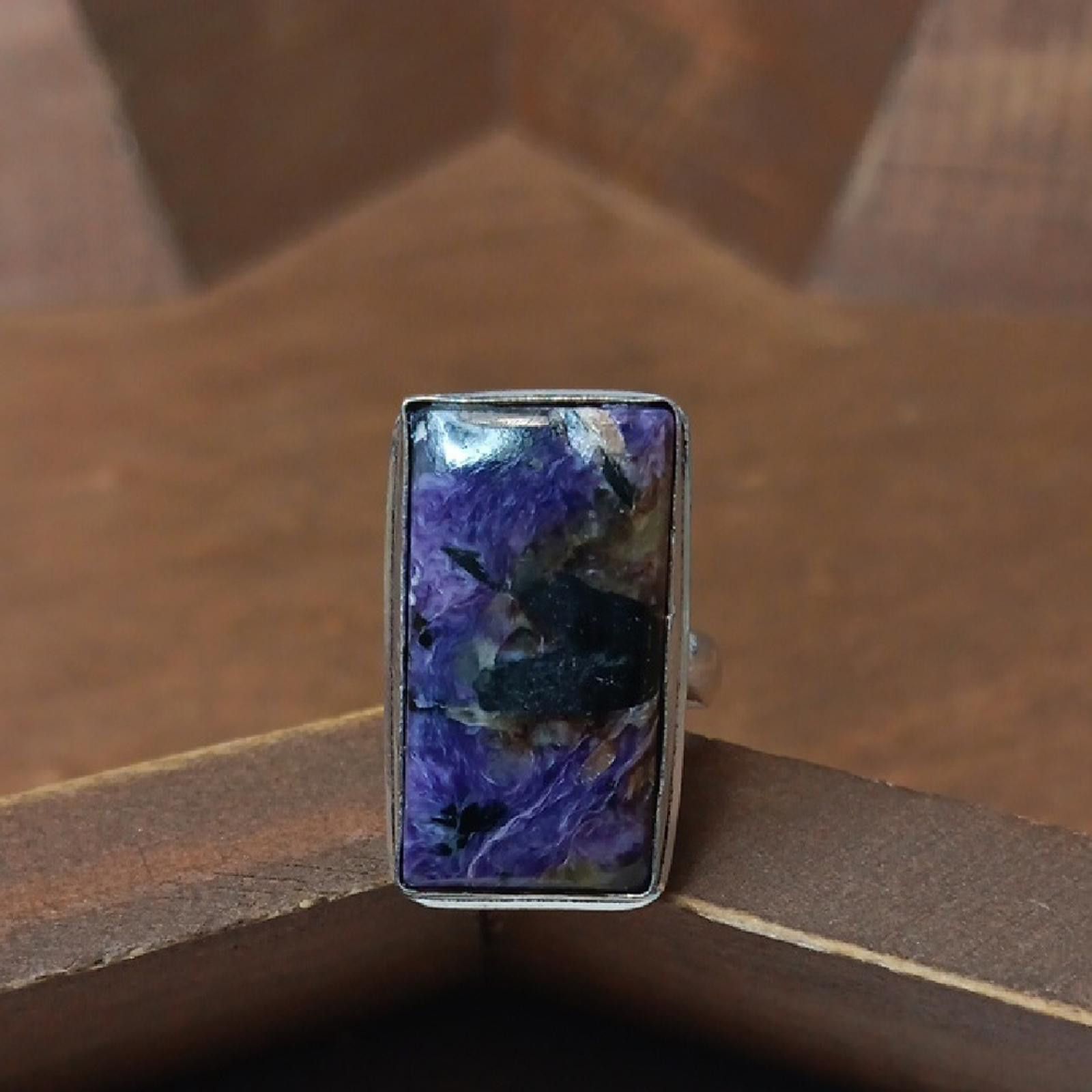 Designer Purple Charoite Stone Ring Size ONE SIZE - 1 Thumbnail