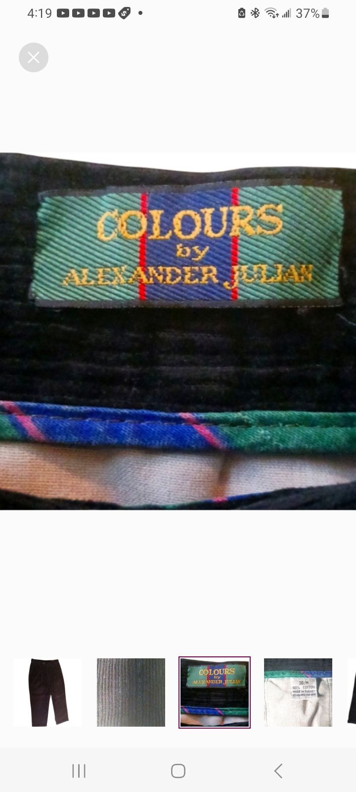 Alexander Julian Vintage 'COLOURS' by Alexander Julian Corduroy Pants Size US 30 / EU 46 - 3 Thumbnail