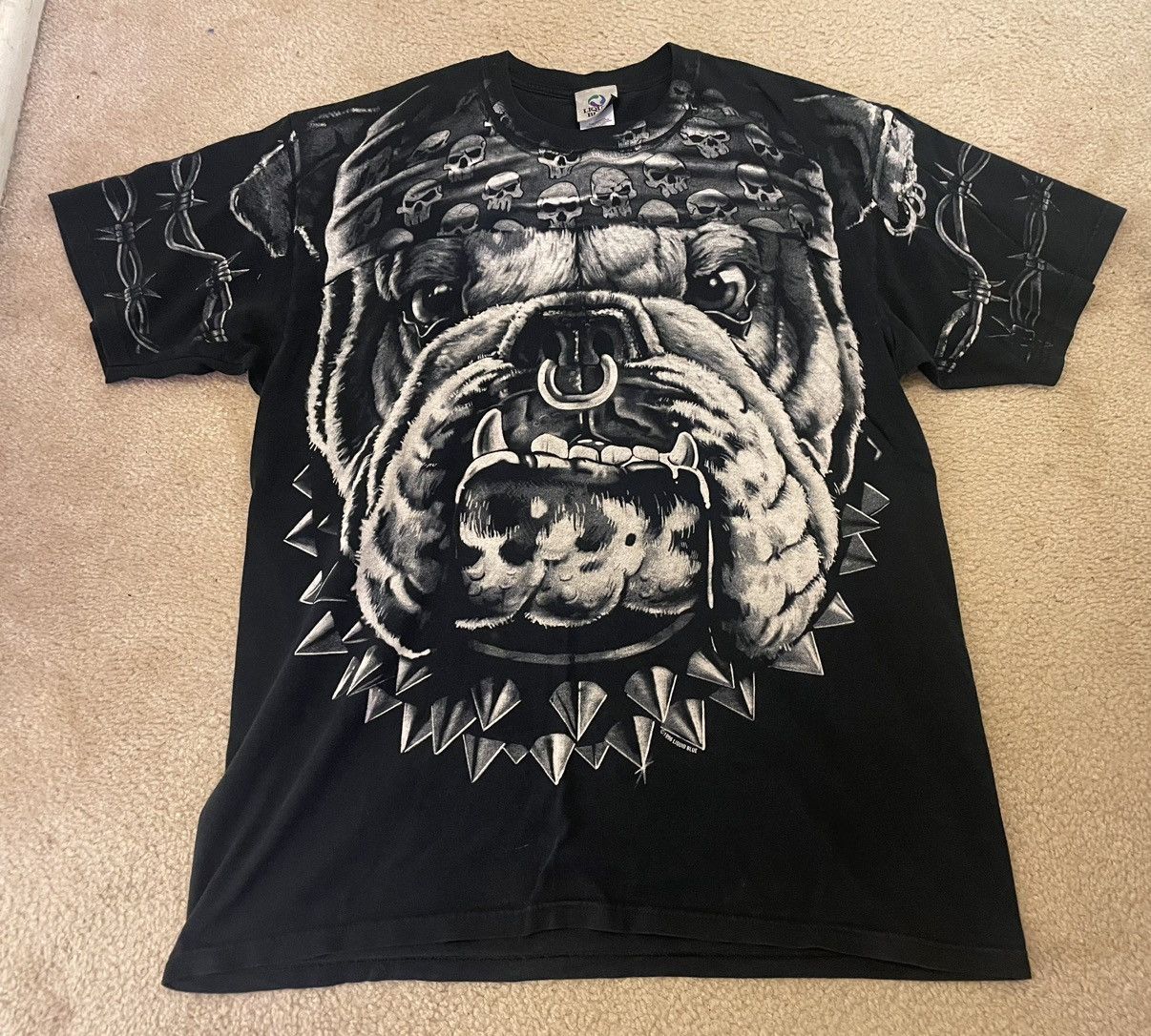 image of Liquid Blue Bulldog Vintage Shirt in Black, Men's (Size XL)