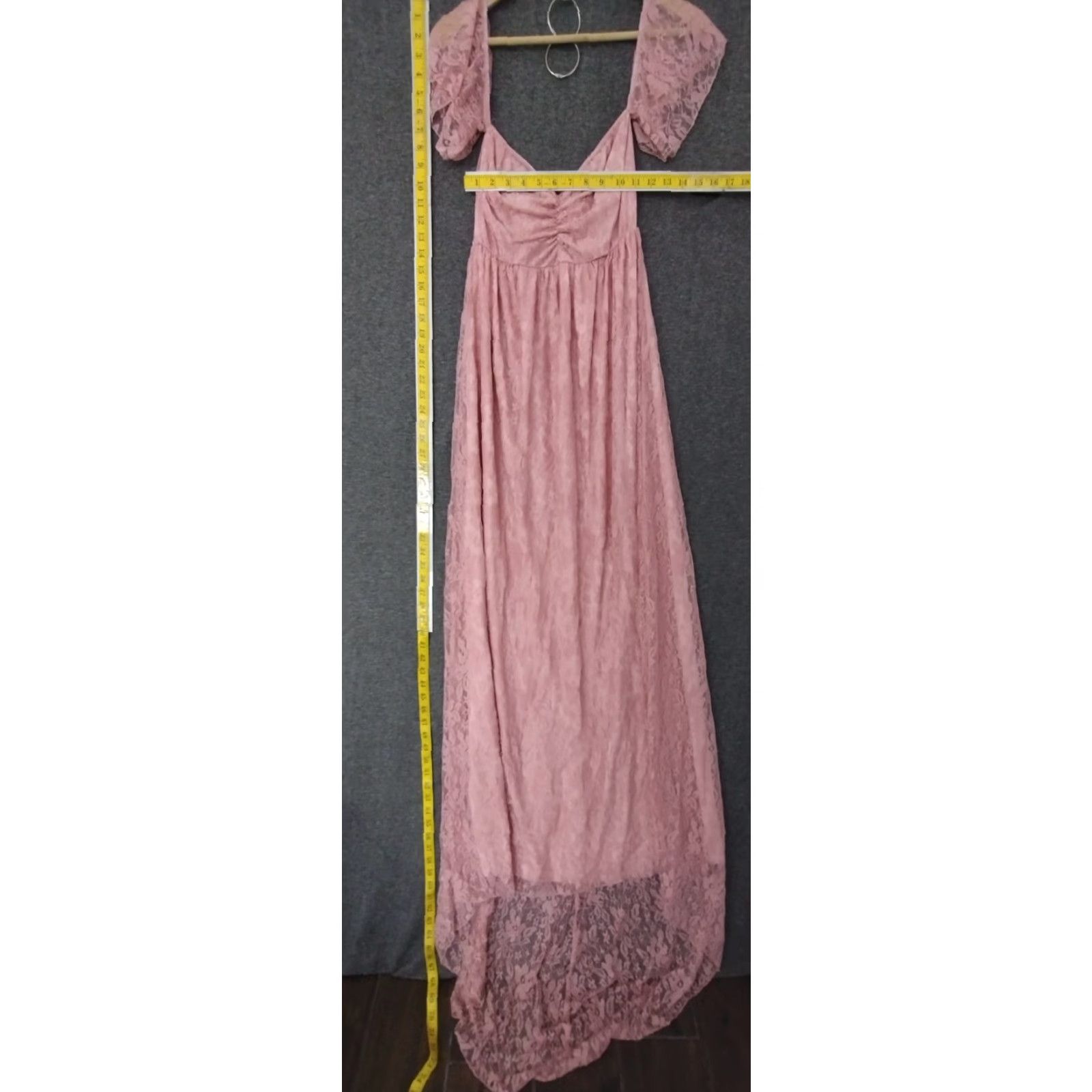 Pinko Pink Mauve Lacy Lined Flutter Short Sleeve Billowy Gown Dress Women's Size S Size 28" / US 6 / IT 42 - 4 Thumbnail