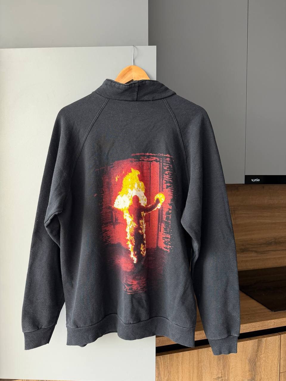 Vintage Vintage Rammstein Burning Man Hoodie Over Print Jacket Mens Size US XL / EU 56 / 4 - 1 Thumbnail