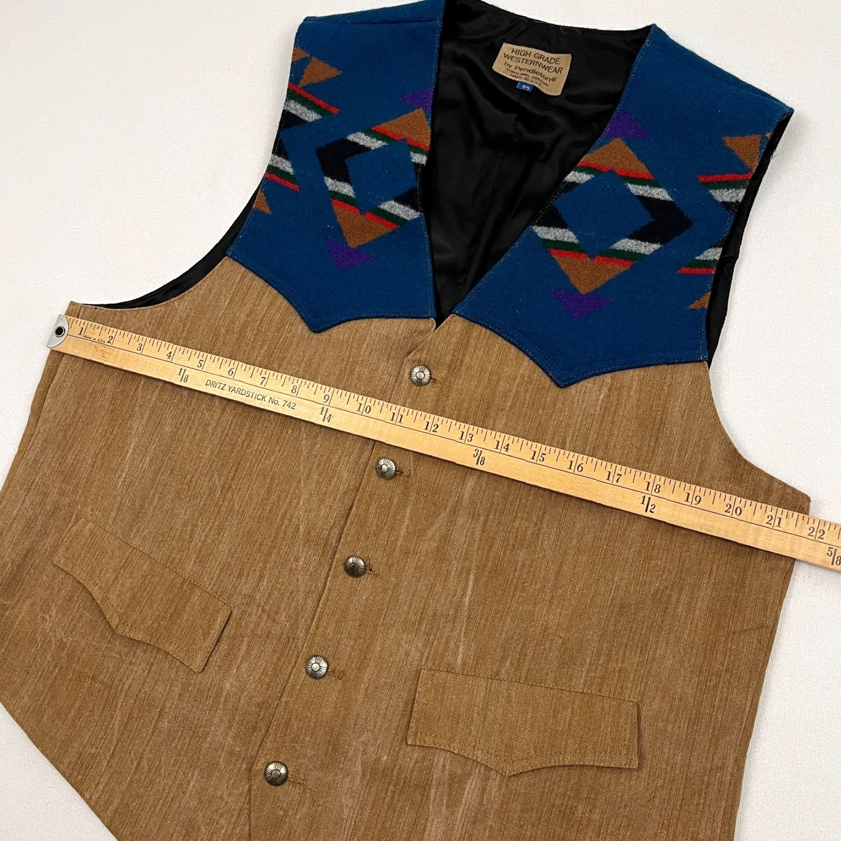 Pendleton VINTAGE Pendleton Vest Adult 44 Brown Blue Southwestern Aztec Wool High Grade USA Vest Mens Medium? Size US S / EU 44-46 / 1 - 5 Thumbnail