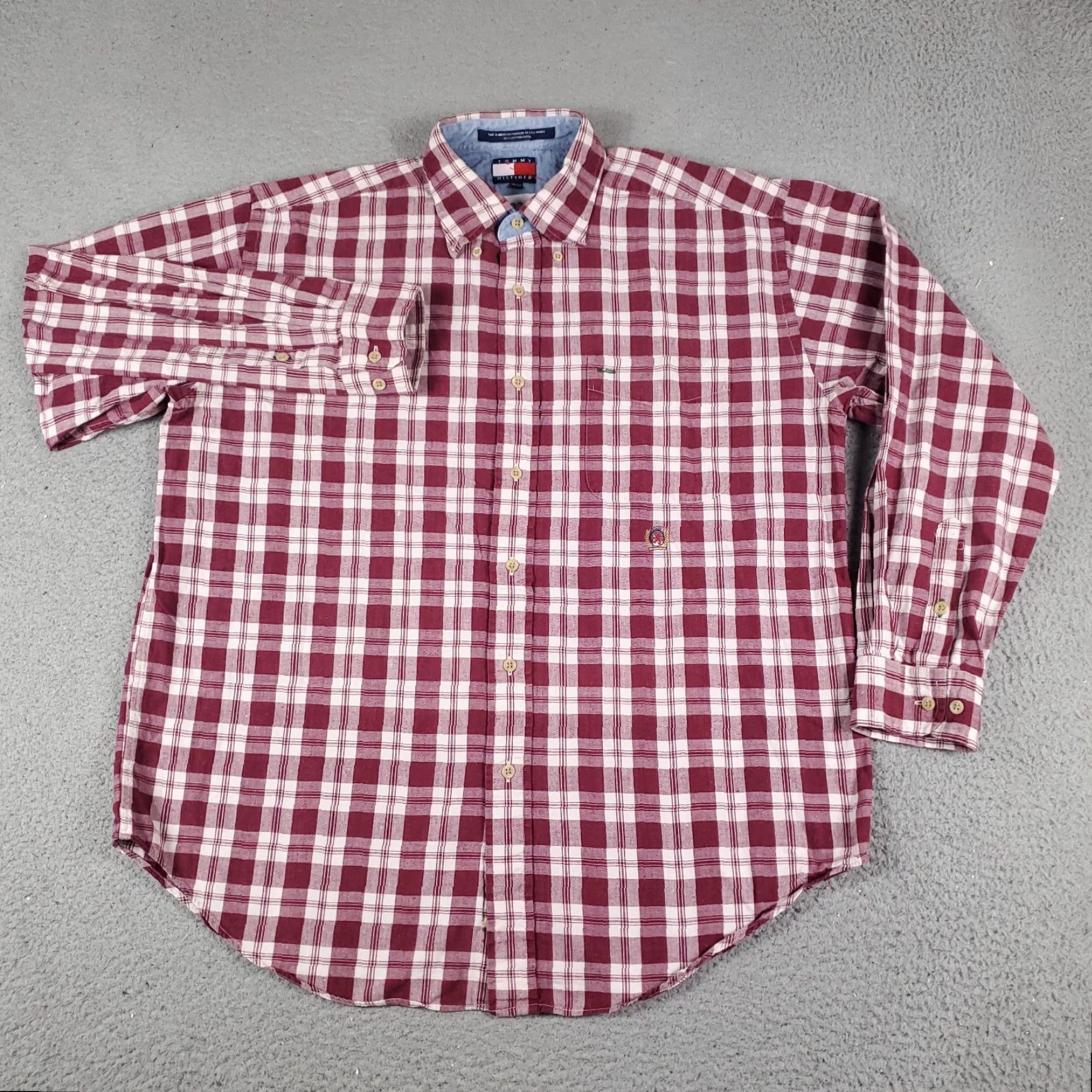 Tommy Hilfiger VINTAGE Tommy Hilfiger Shirt Men Medium Red Plaid Casual Button Up Long Sleeve Size US M / EU 48-50 / 2 - 2 Thumbnail